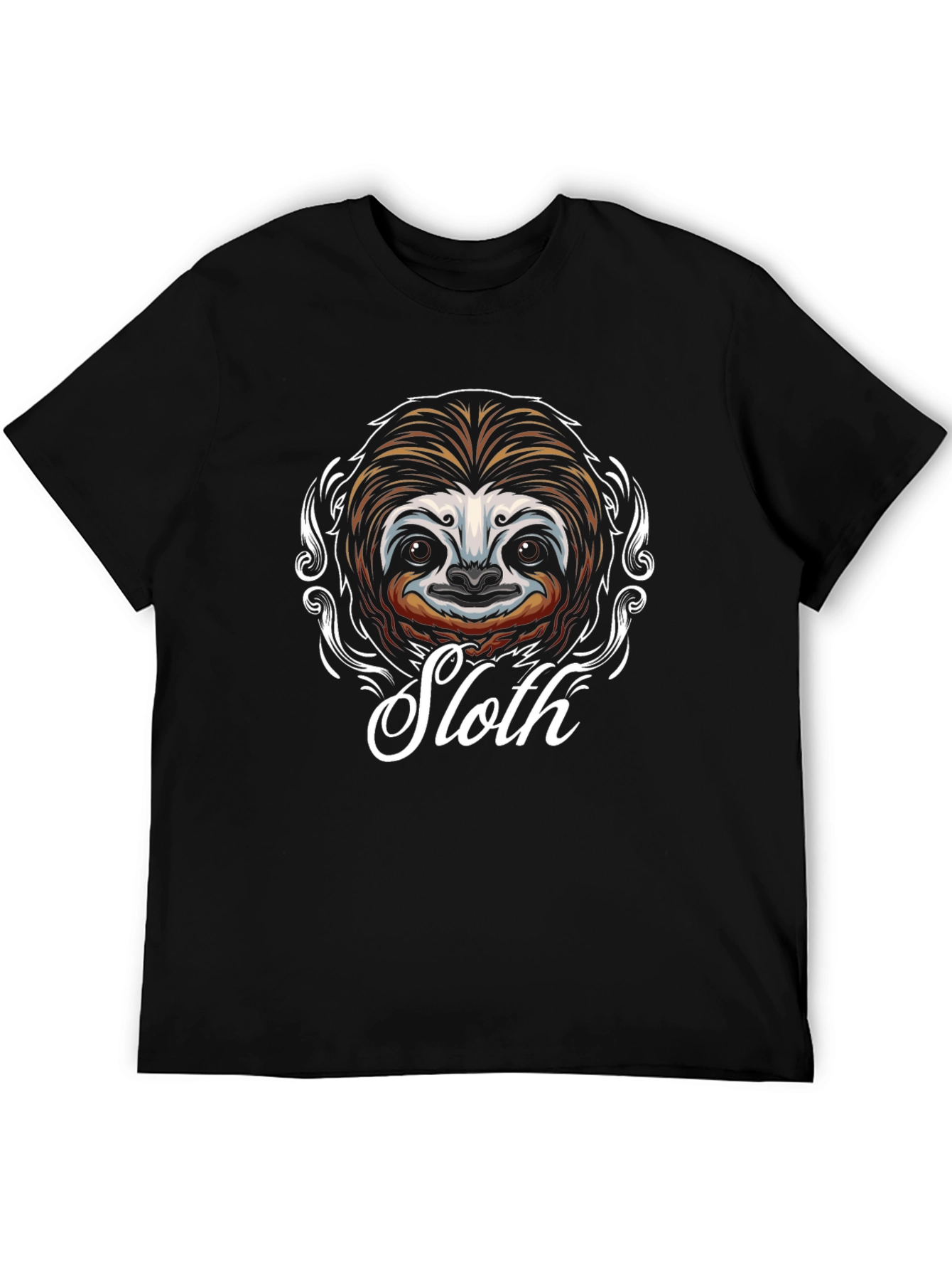 Sloth Graphic Tee - Unisex Black Cotton T-Shirt