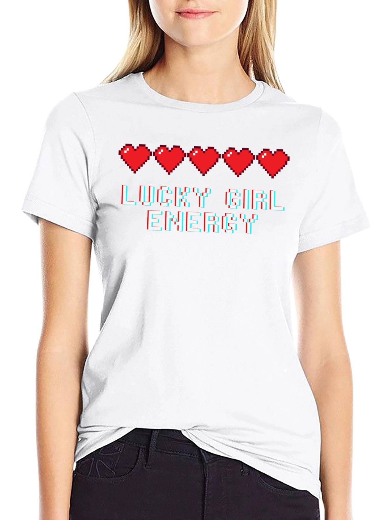 Lucky Girl Energy Gamer Heart Graphic Tee
