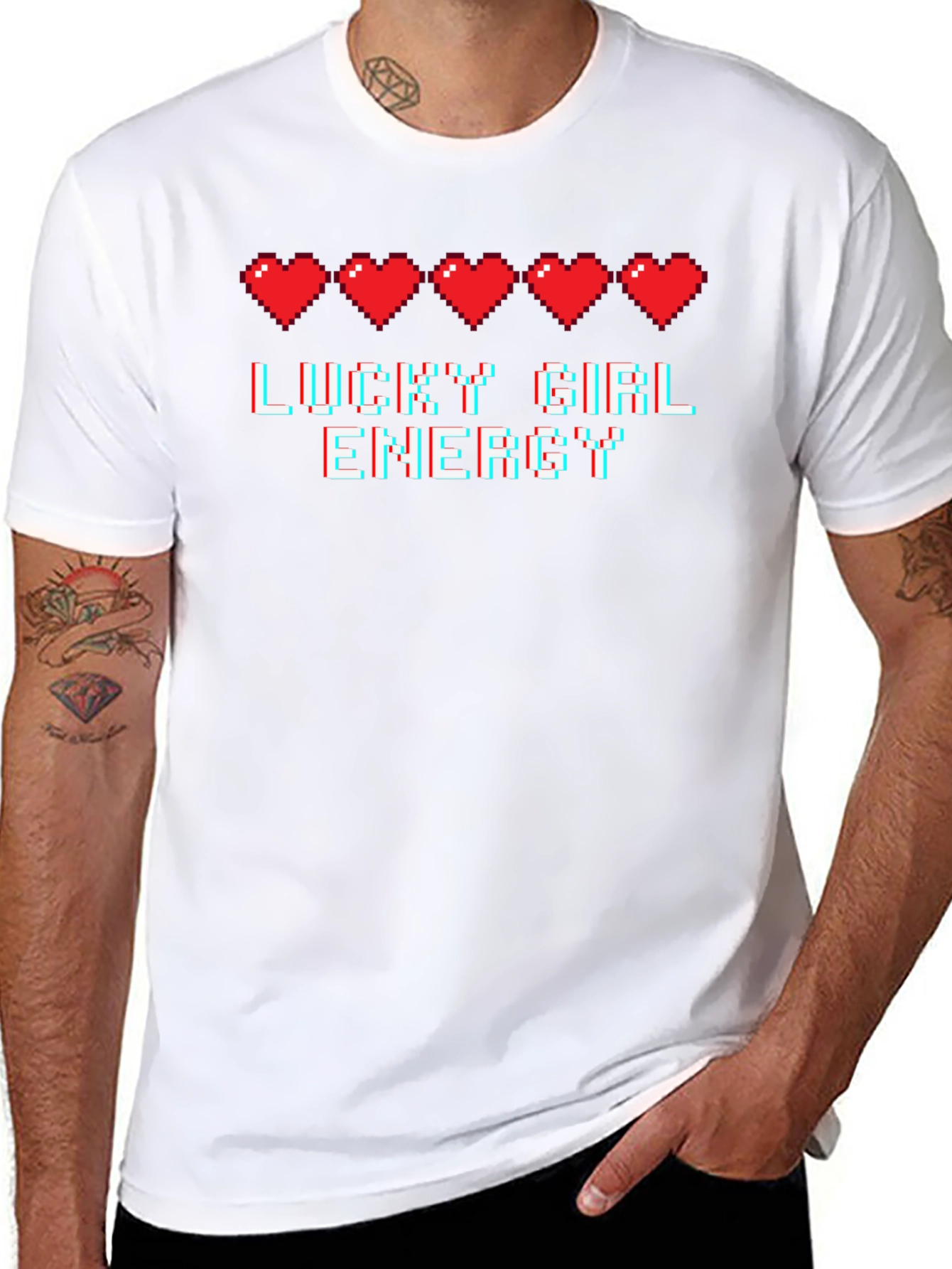 Lucky Girl Energy Gamer Heart Graphic Tee