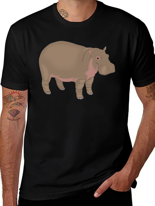Hippo Graphic Tee - Black Cotton T-Shirt