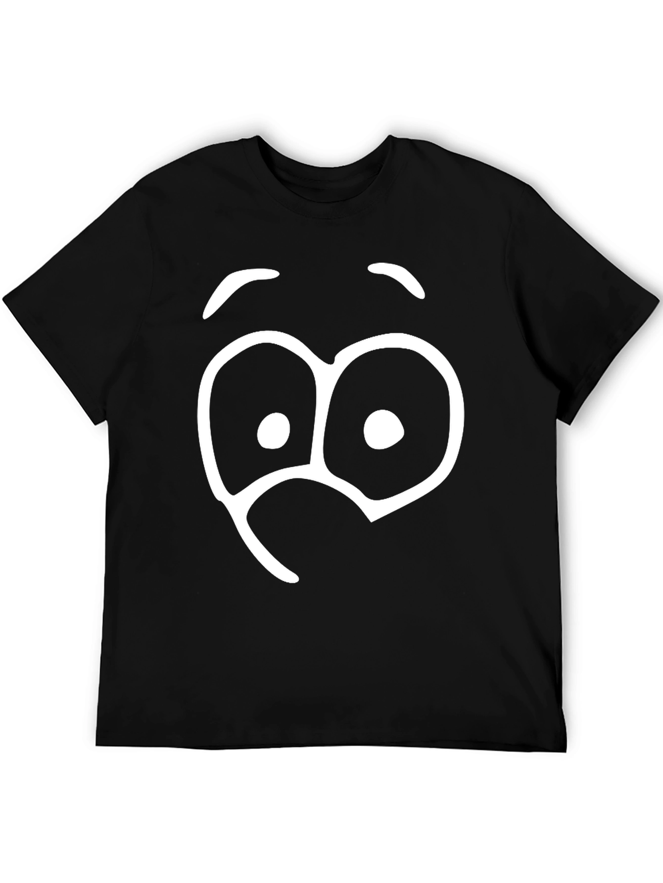 Funny Cartoon Face Black T-Shirt