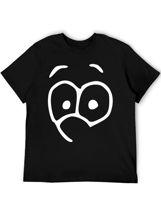 Funny Cartoon Face Black T-Shirt