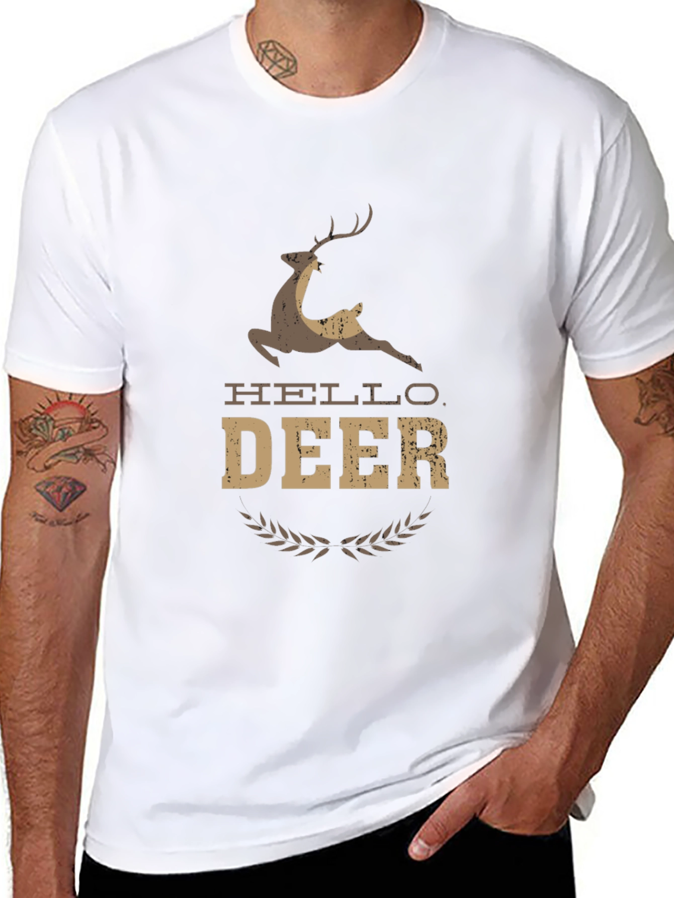 Hello Deer Graphic Tee - Unisex Black T-Shirt