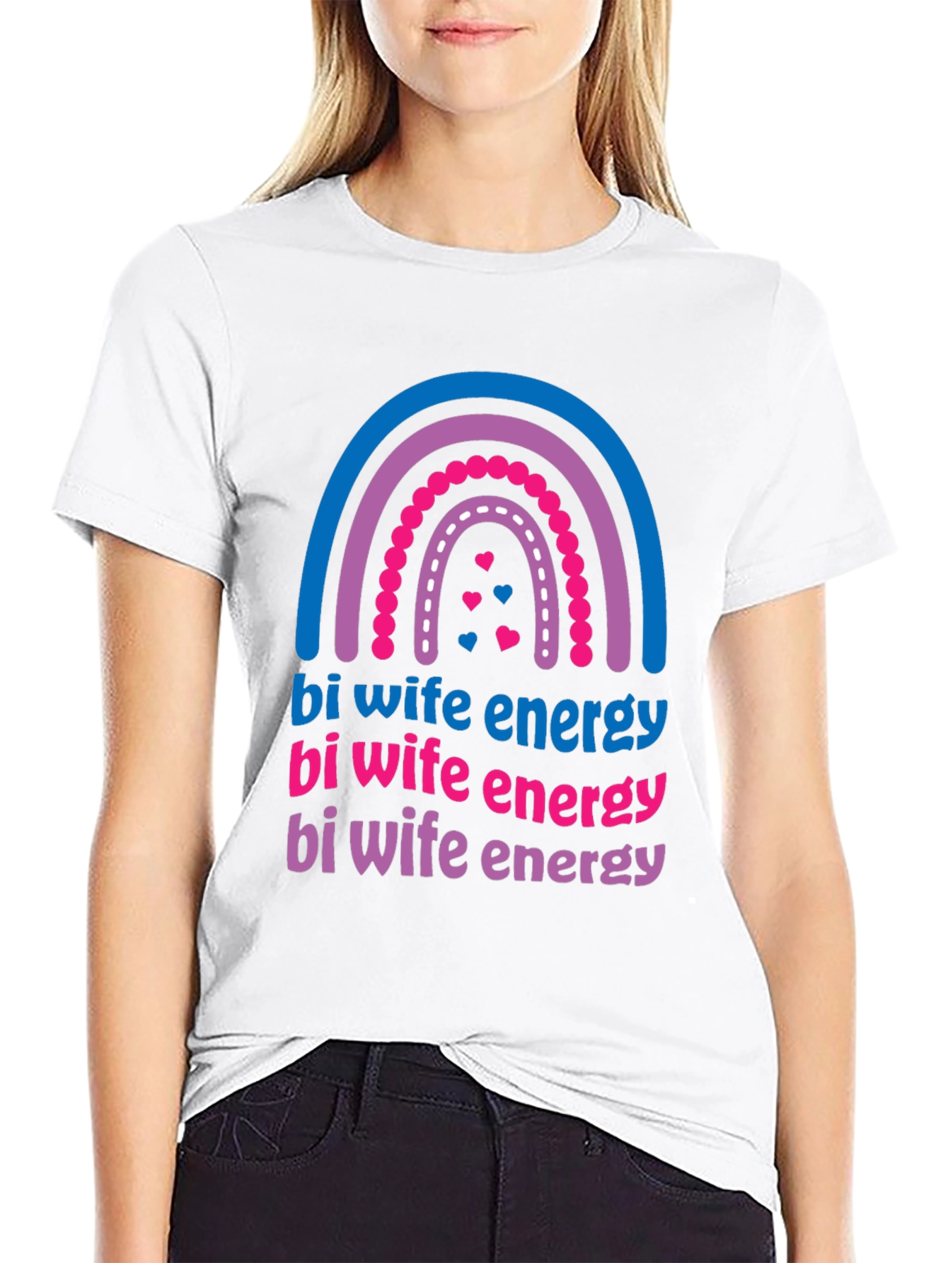 Bi Wife Energy Rainbow T-Shirt