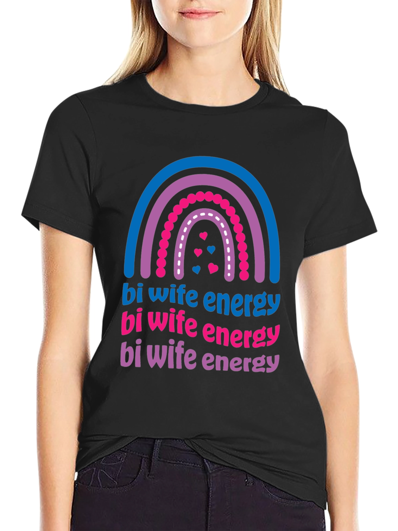 Bi Wife Energy Rainbow T-Shirt