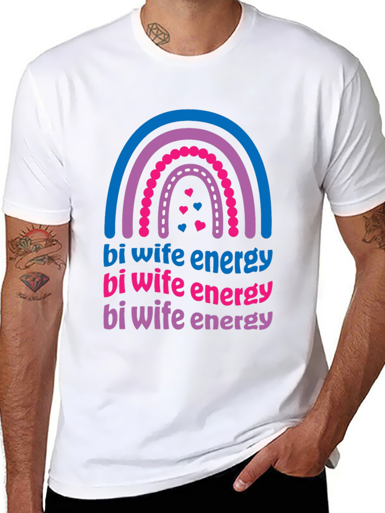 Bi Wife Energy Rainbow T-Shirt