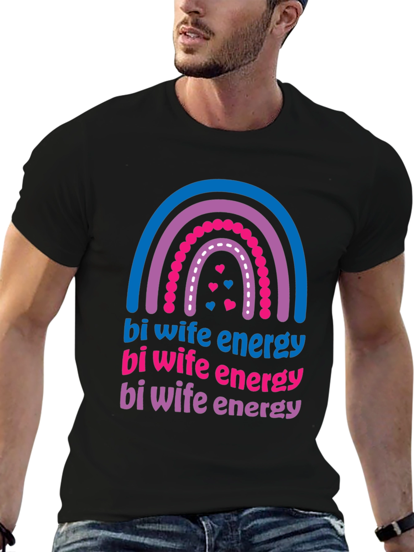 Bi Wife Energy Rainbow T-Shirt