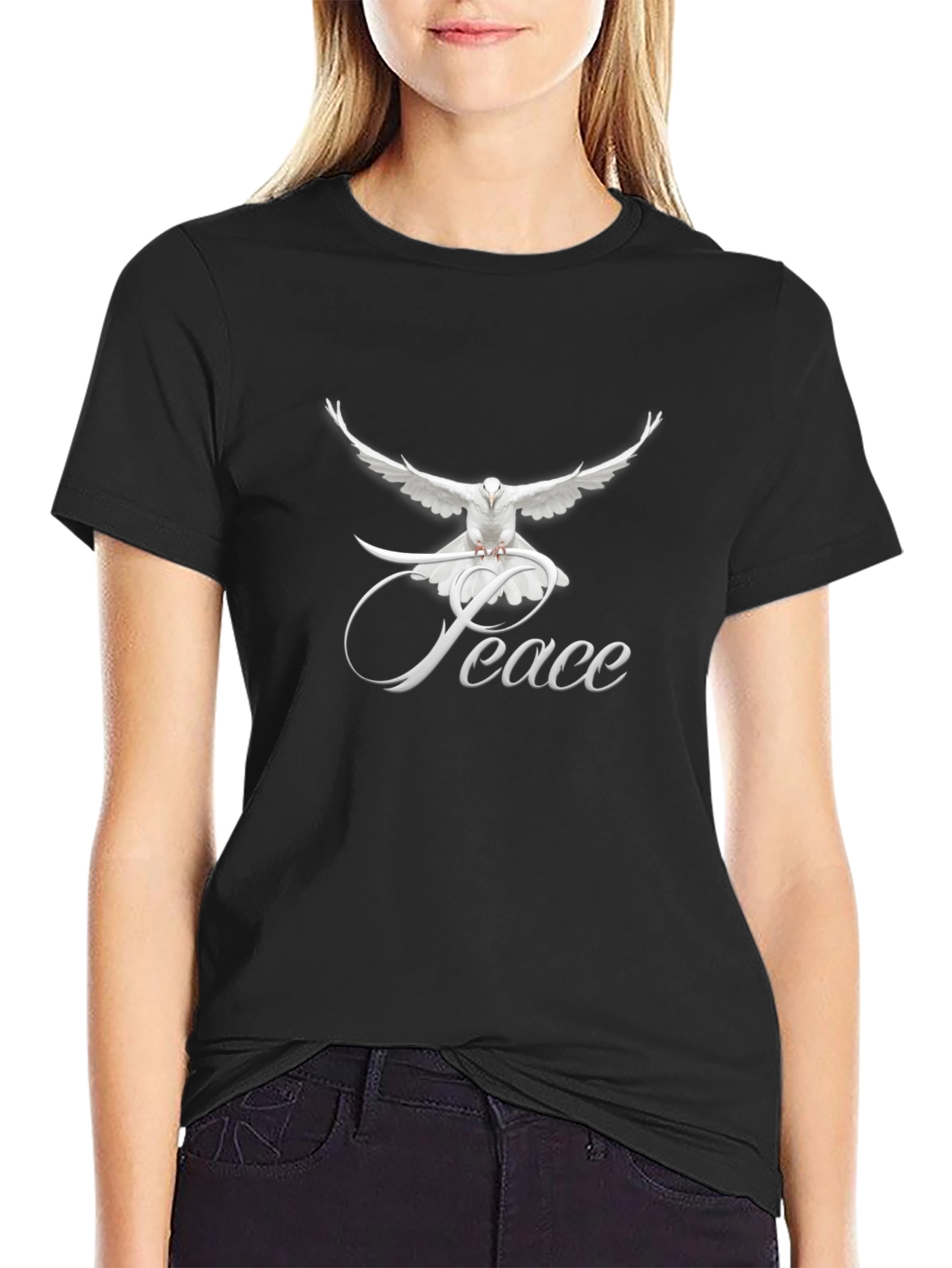 Peace Dove Graphic T-Shirt - Classic Crew Neck