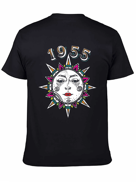 1955 Sun Face Graphic Tee - Unique Vintage Style