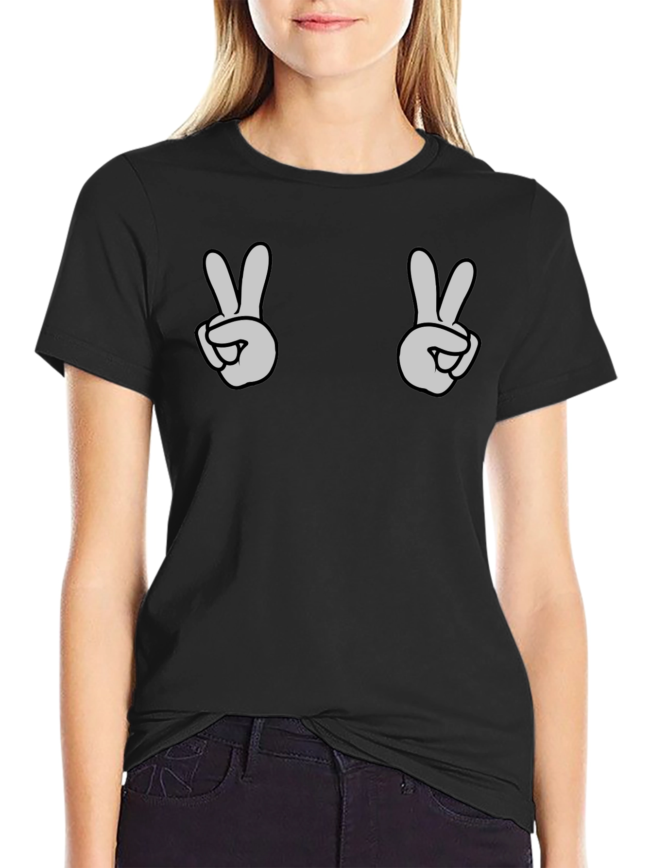 Peace Sign Graphic Tee - Black Casual Shirt