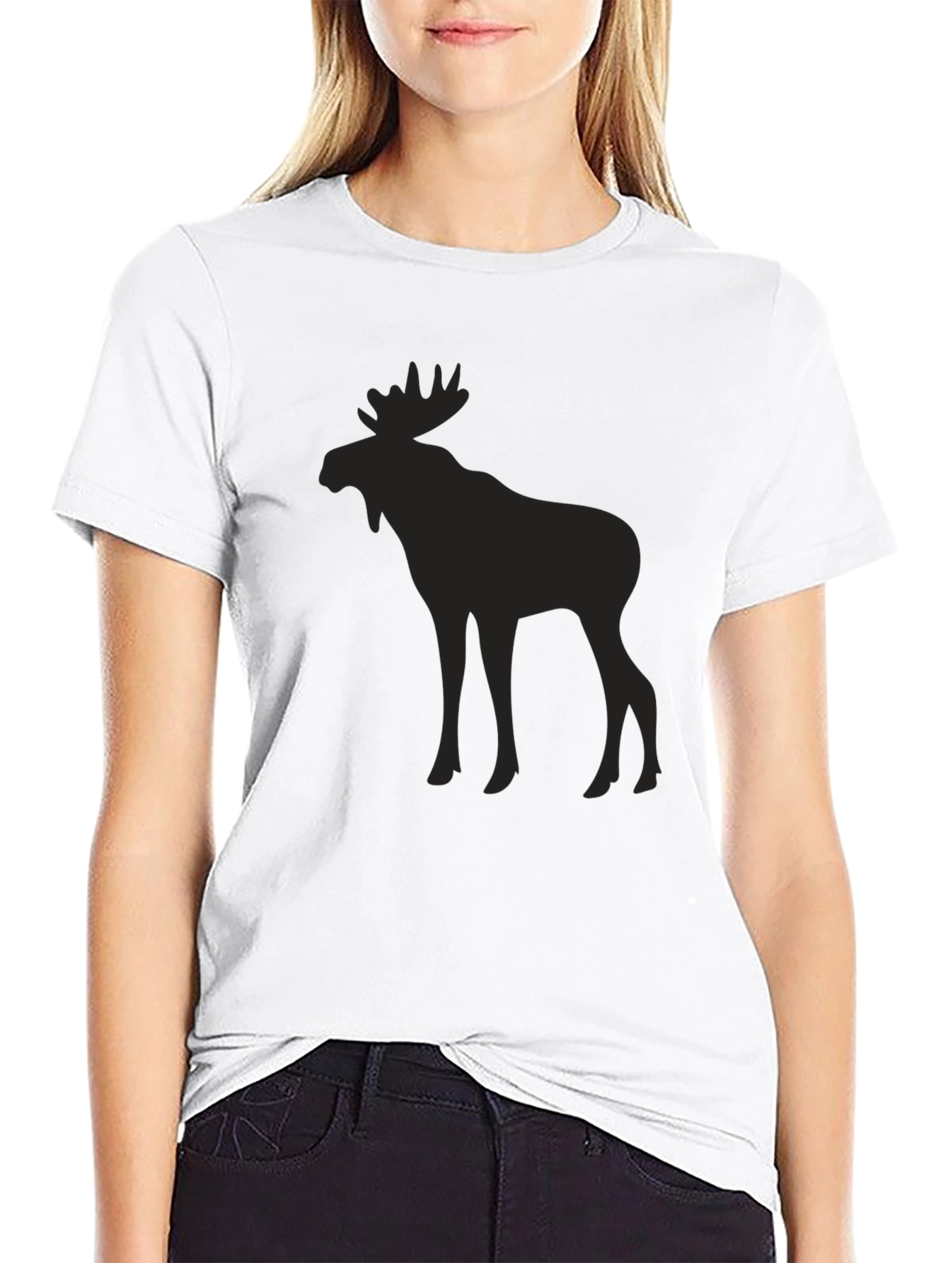 Moose Silhouette T-Shirt - Black