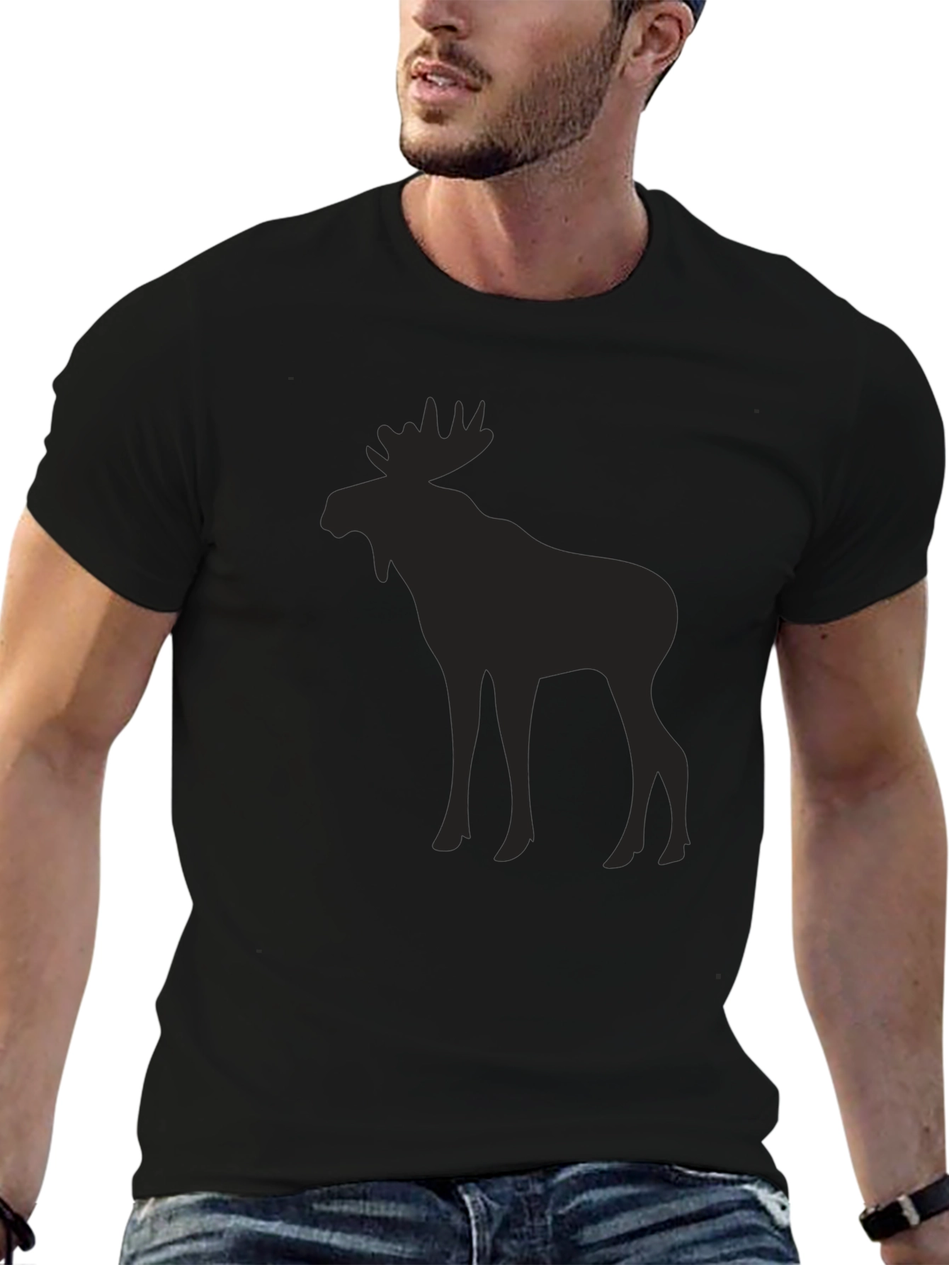 Moose Silhouette T-Shirt - Black