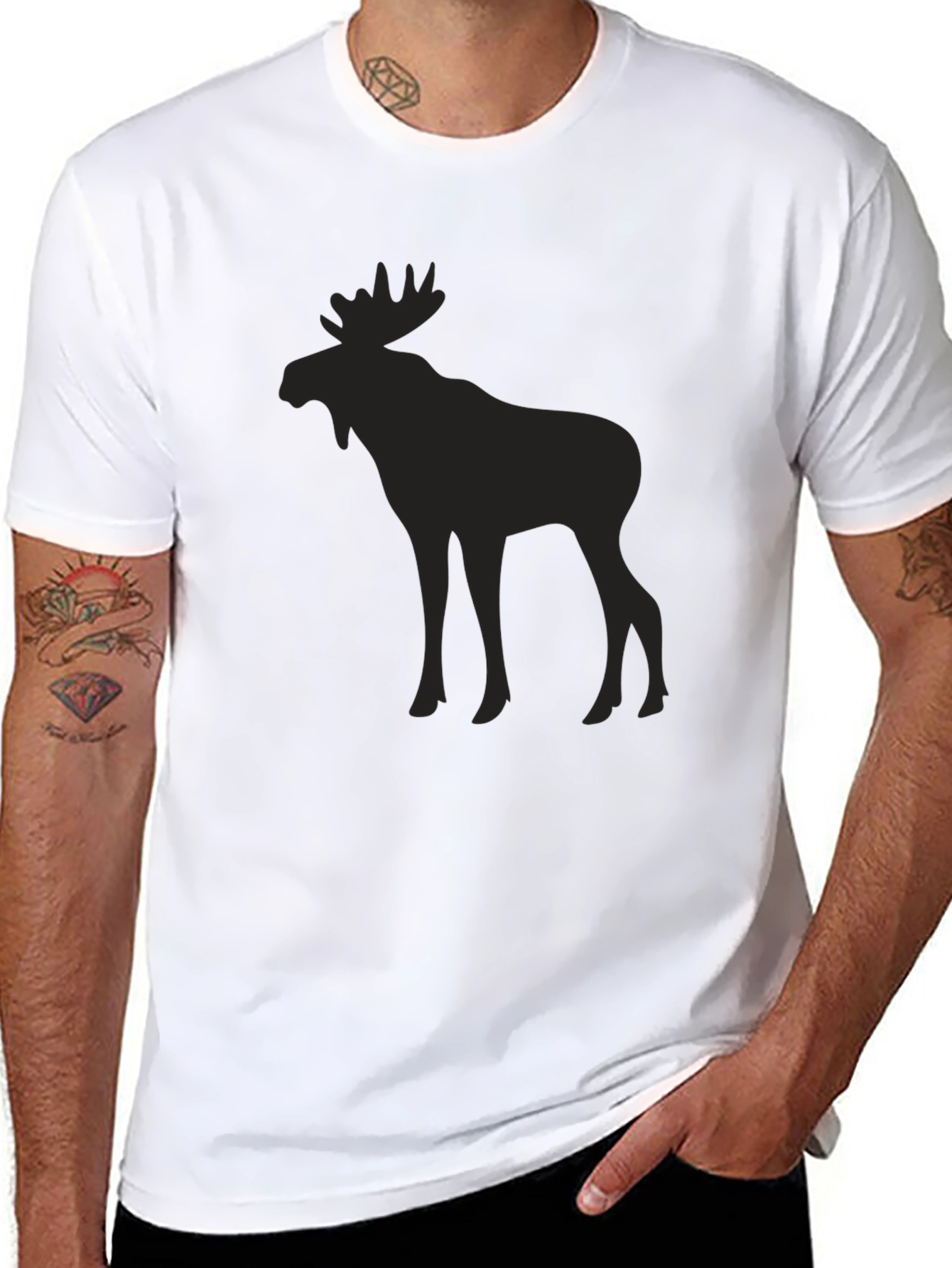 Moose Silhouette T-Shirt - Black