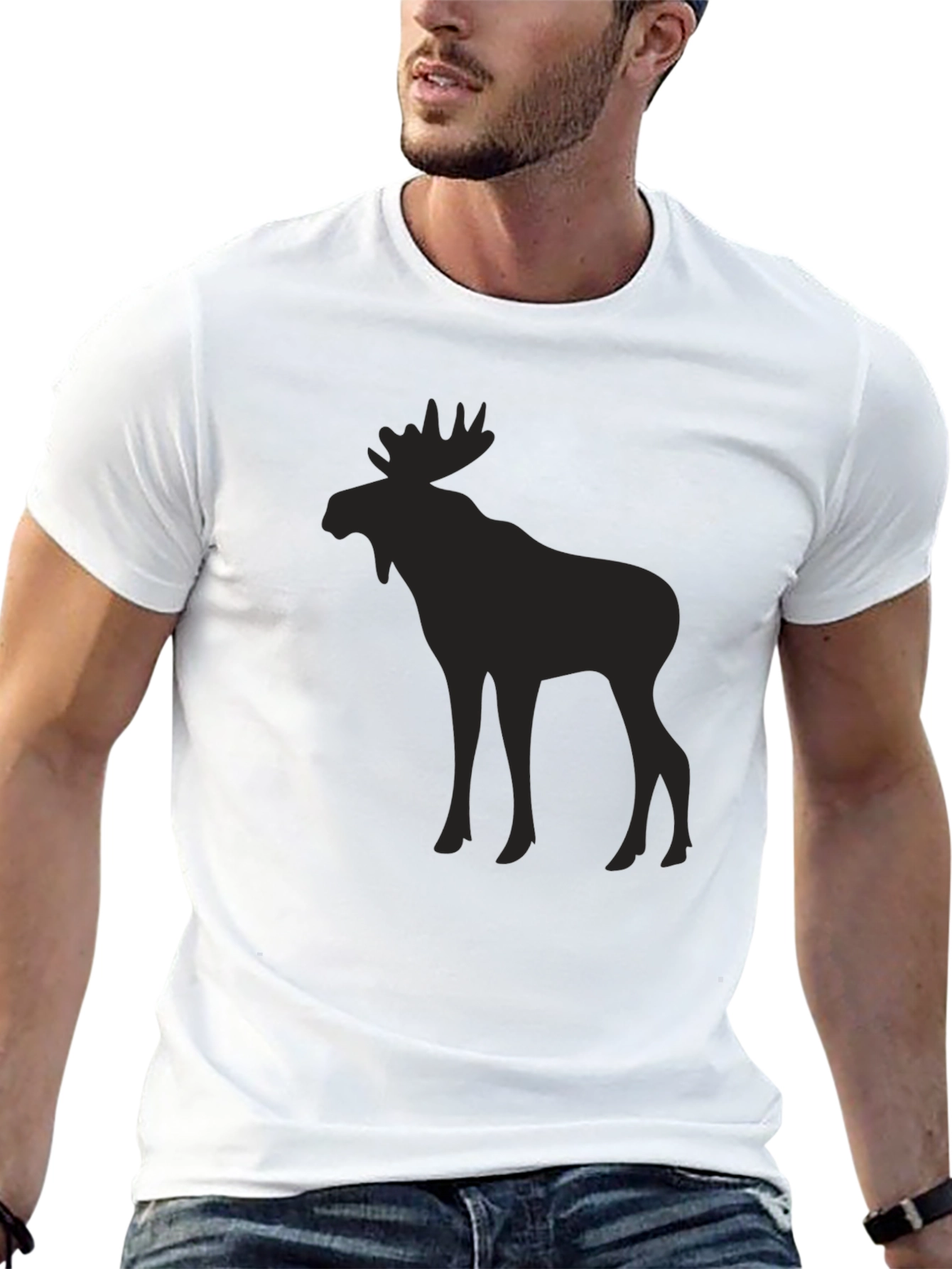 Moose Silhouette T-Shirt - Black
