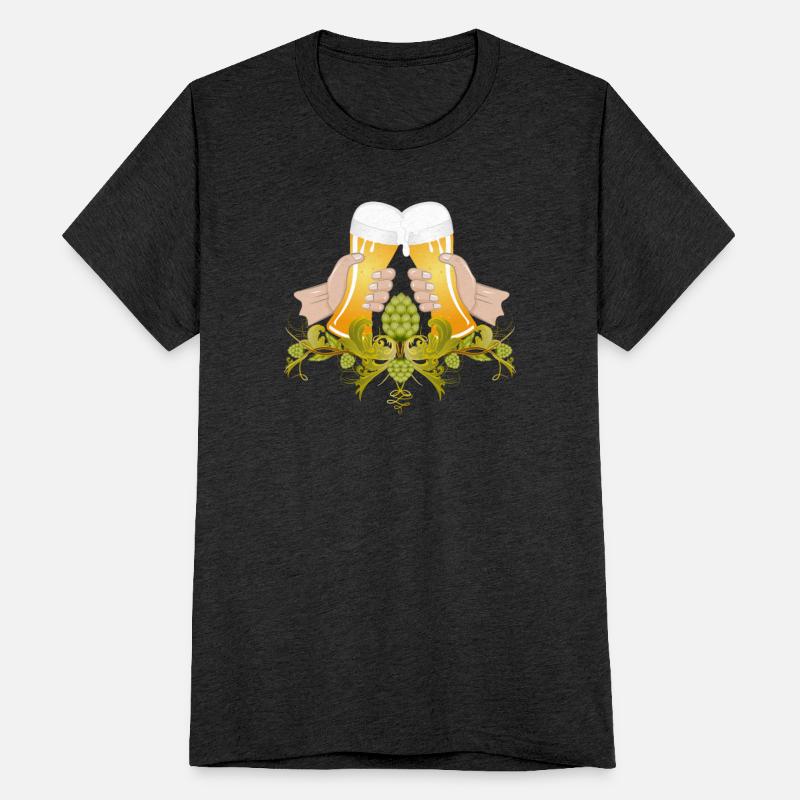 two filled beer glasses Cheers to toast