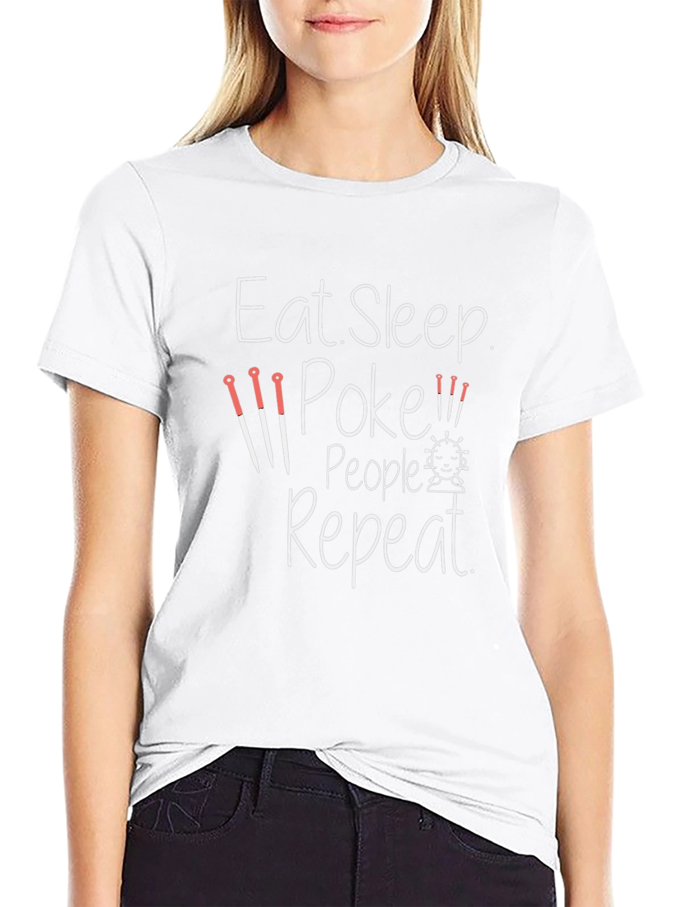 Eat Sleep Poke People Repeat Black T-Shirt