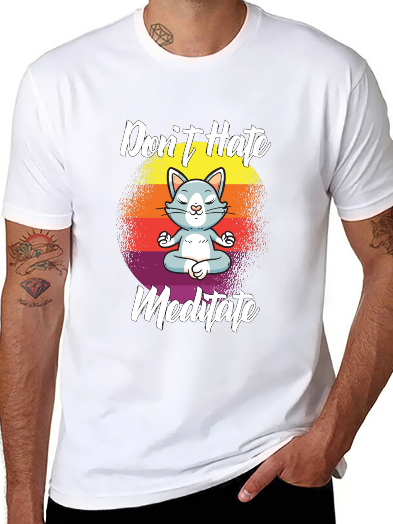 Dont Hate Meditate Cat T-Shirt Yoga Lover