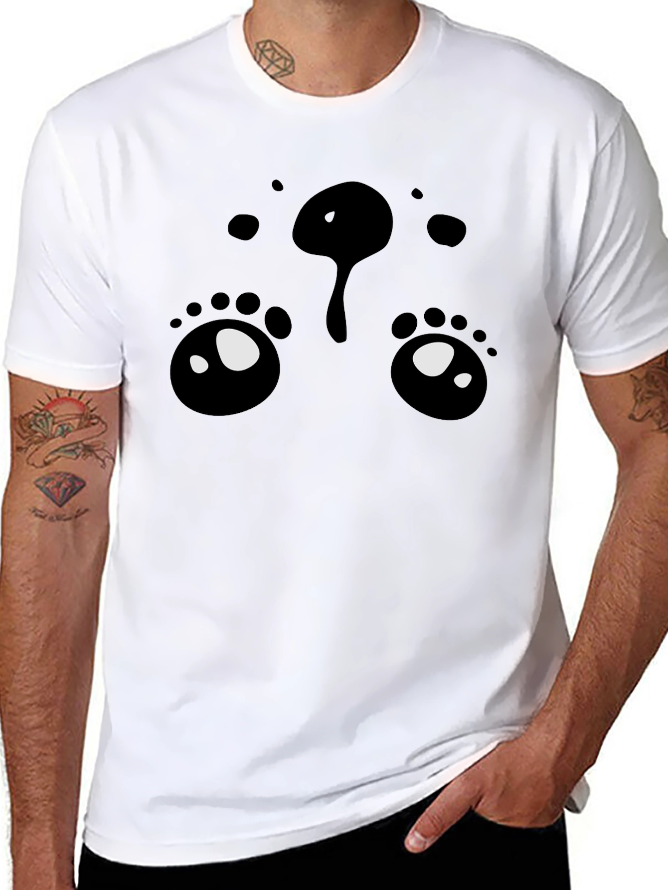 Crying Face Graphic Print Tee - Black