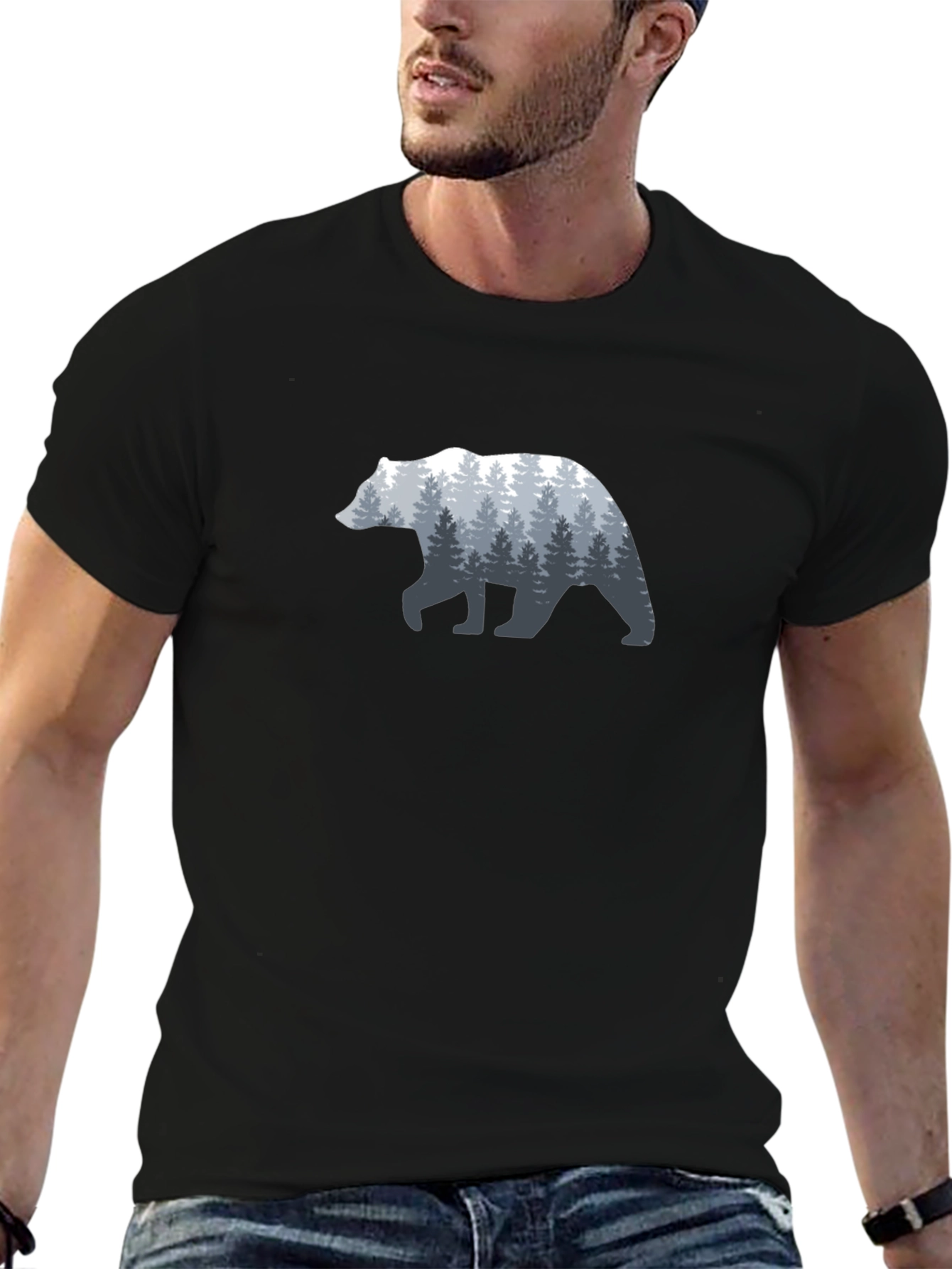 Nature Bear Graphic Tee - Mens Black T-Shirt