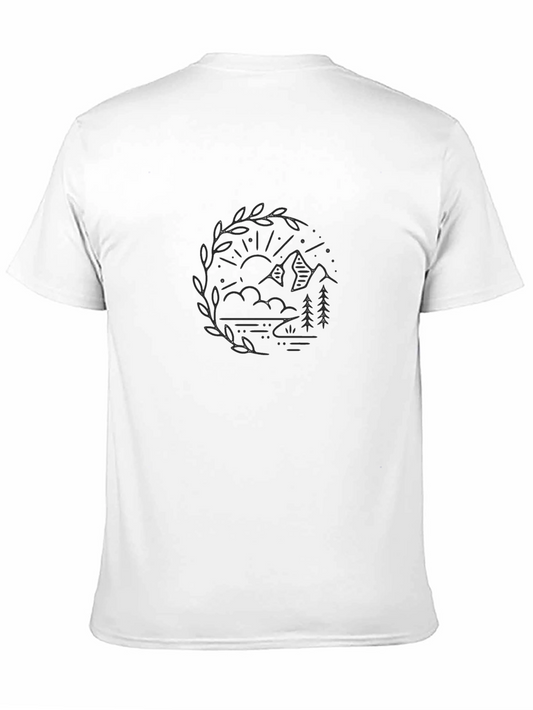 Nature Graphic Tee - Mountain Trees & Lake Design