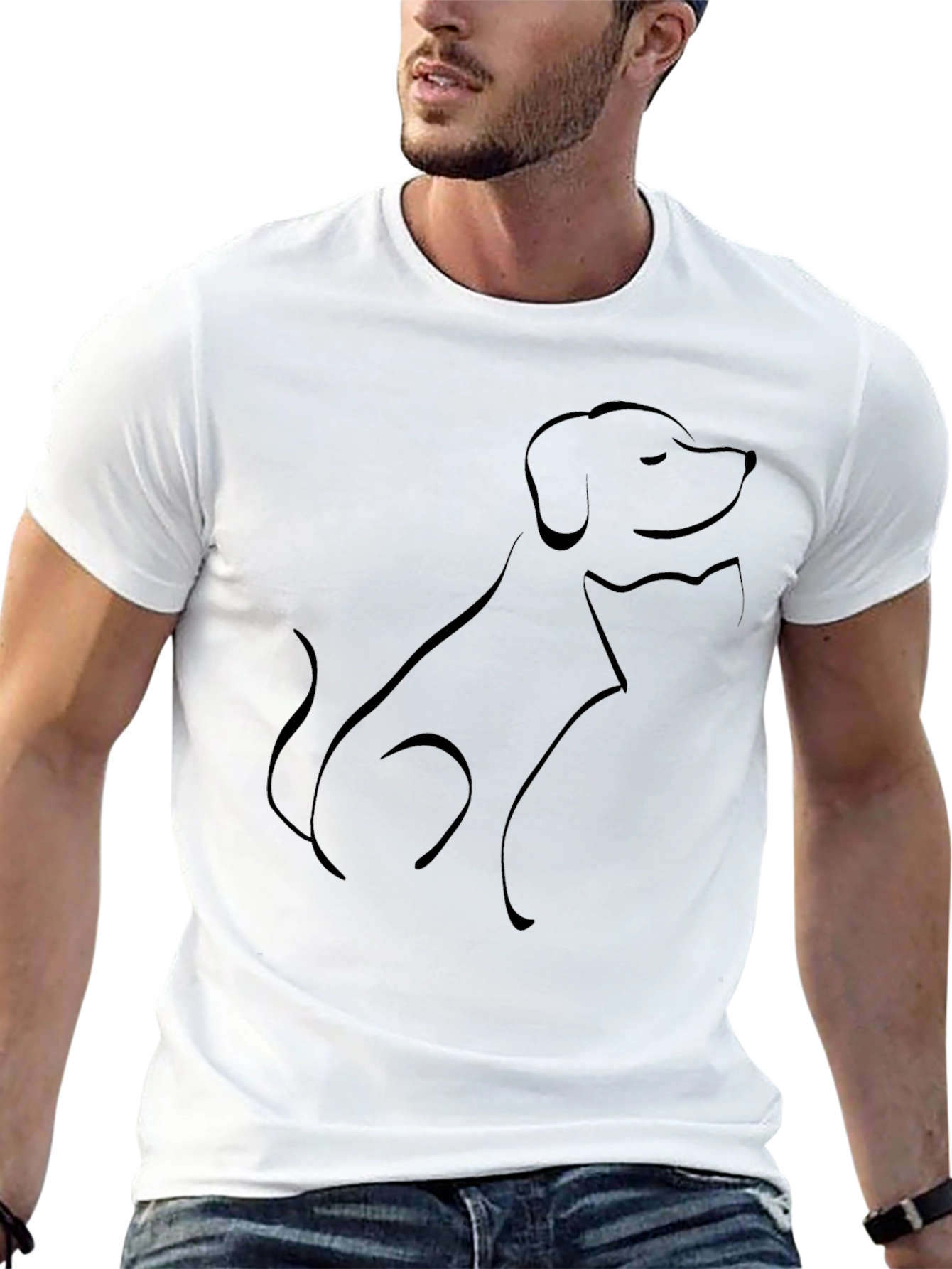 Black Cat & Dog Outline Graphic Tee