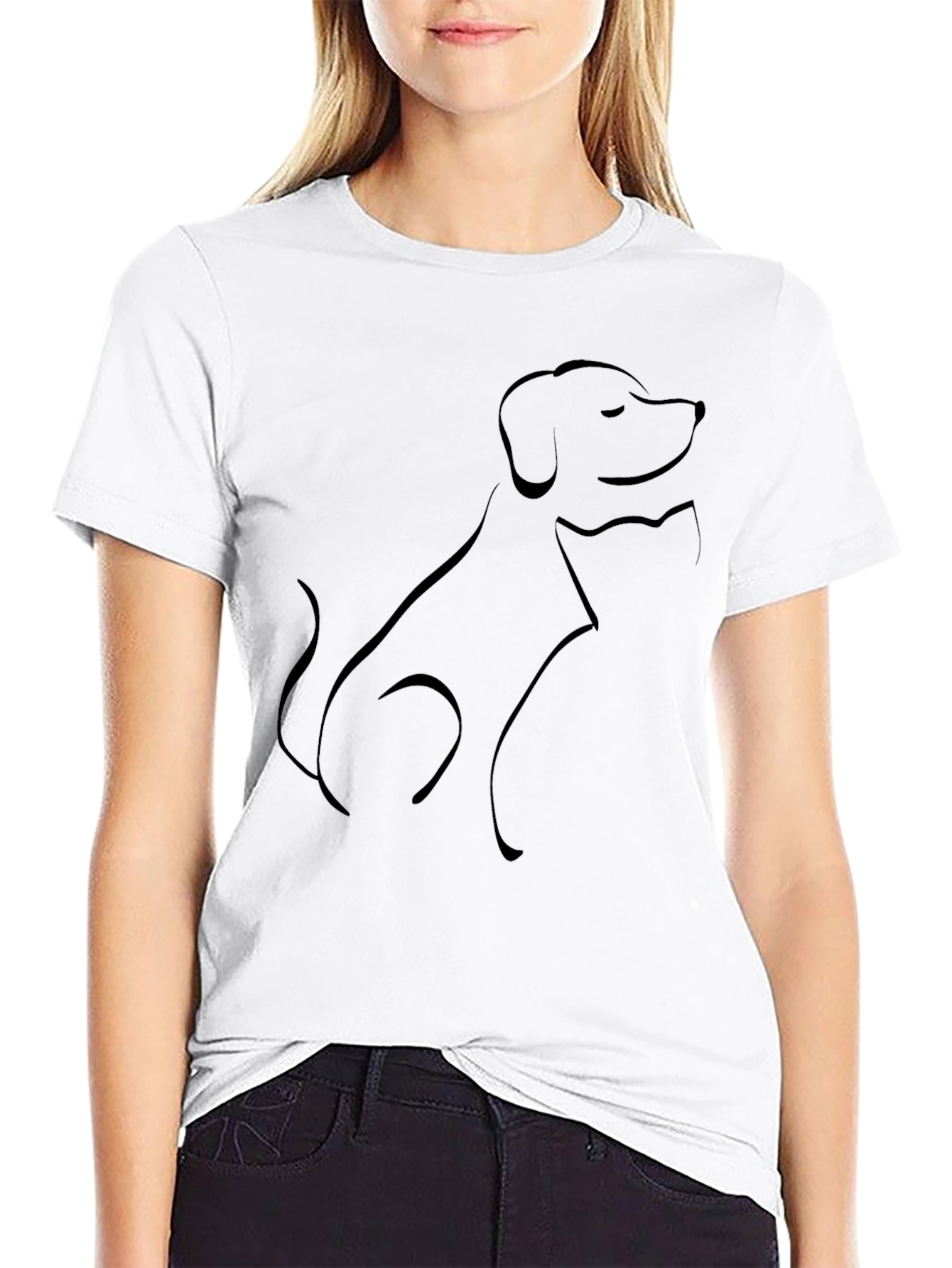 Black Cat & Dog Outline Graphic Tee