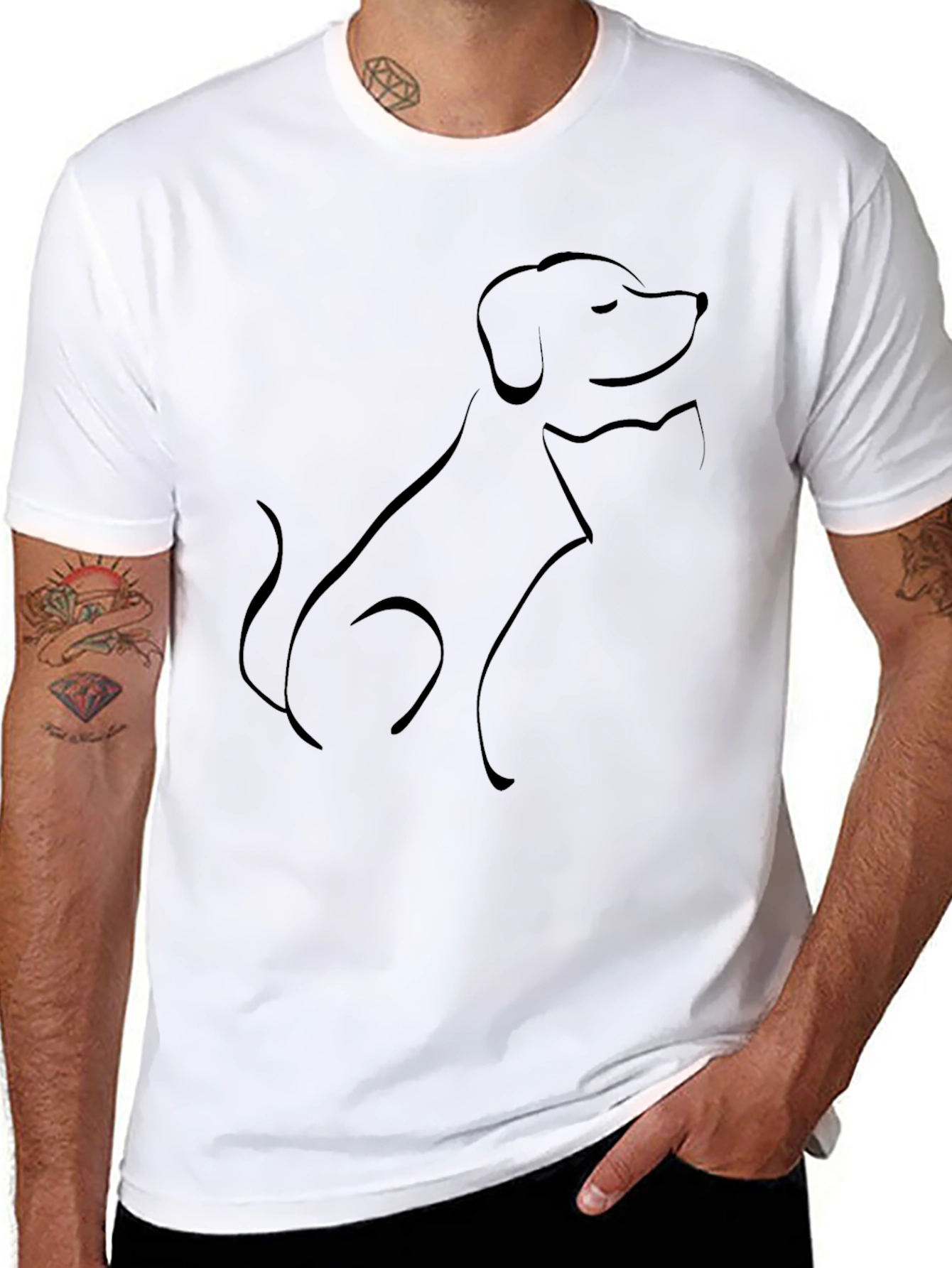 Black Cat & Dog Outline Graphic Tee