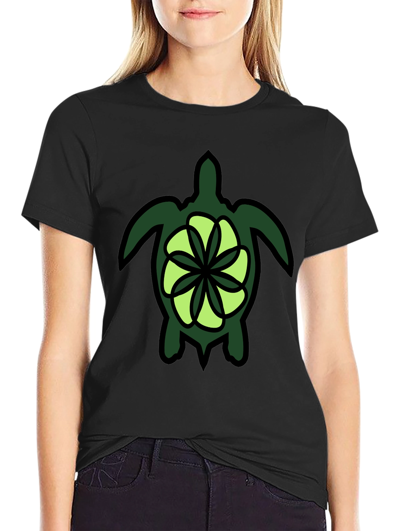 Turtle Graphic Print Mens Black T-Shirt
