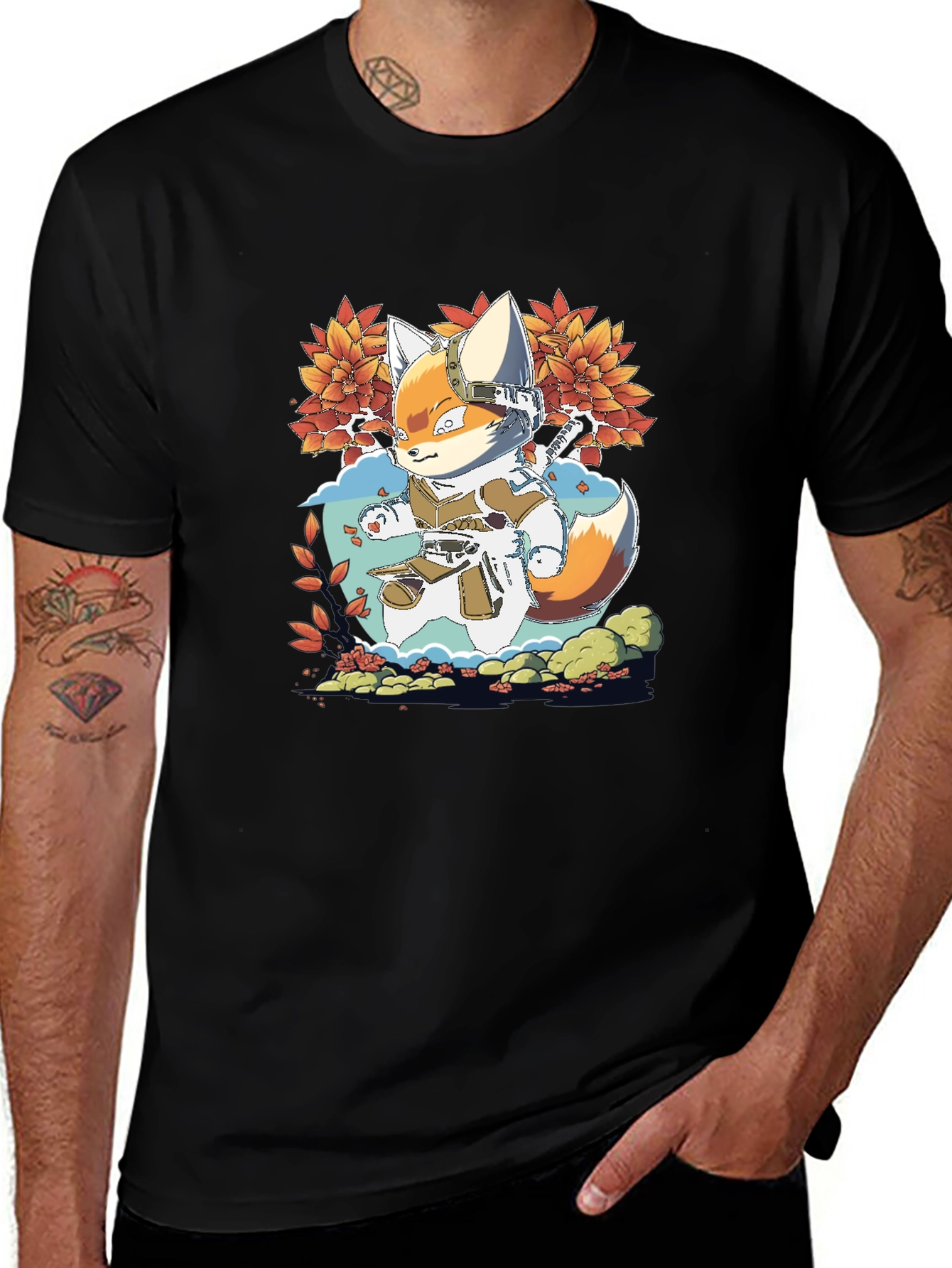 Fox Ninja Graphic Tee - Mens Black T-Shirt