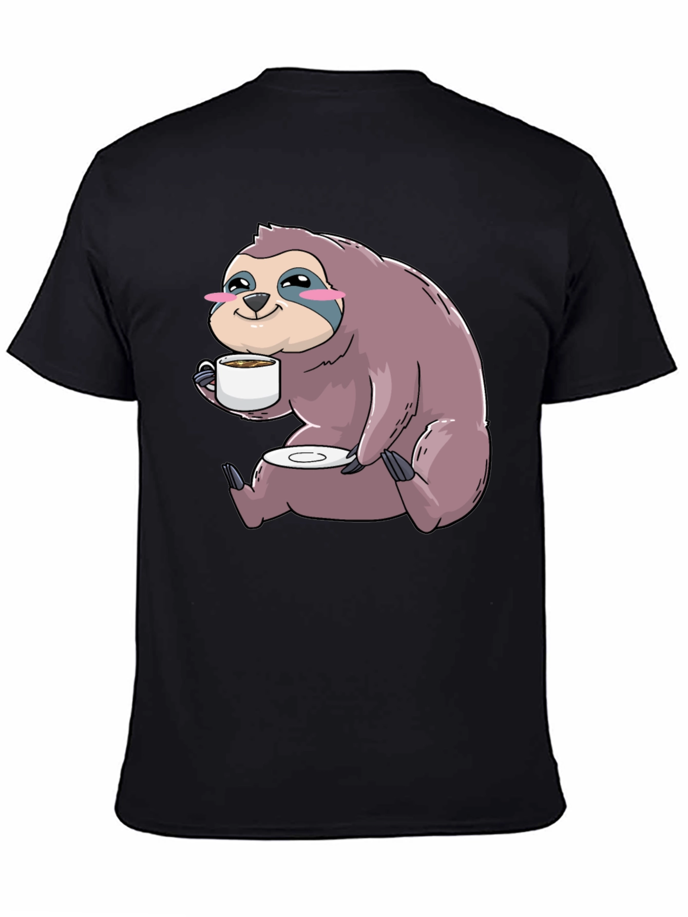 Sloth Coffee T-Shirt - Cute Cartoon Sloth Drinking Coffee