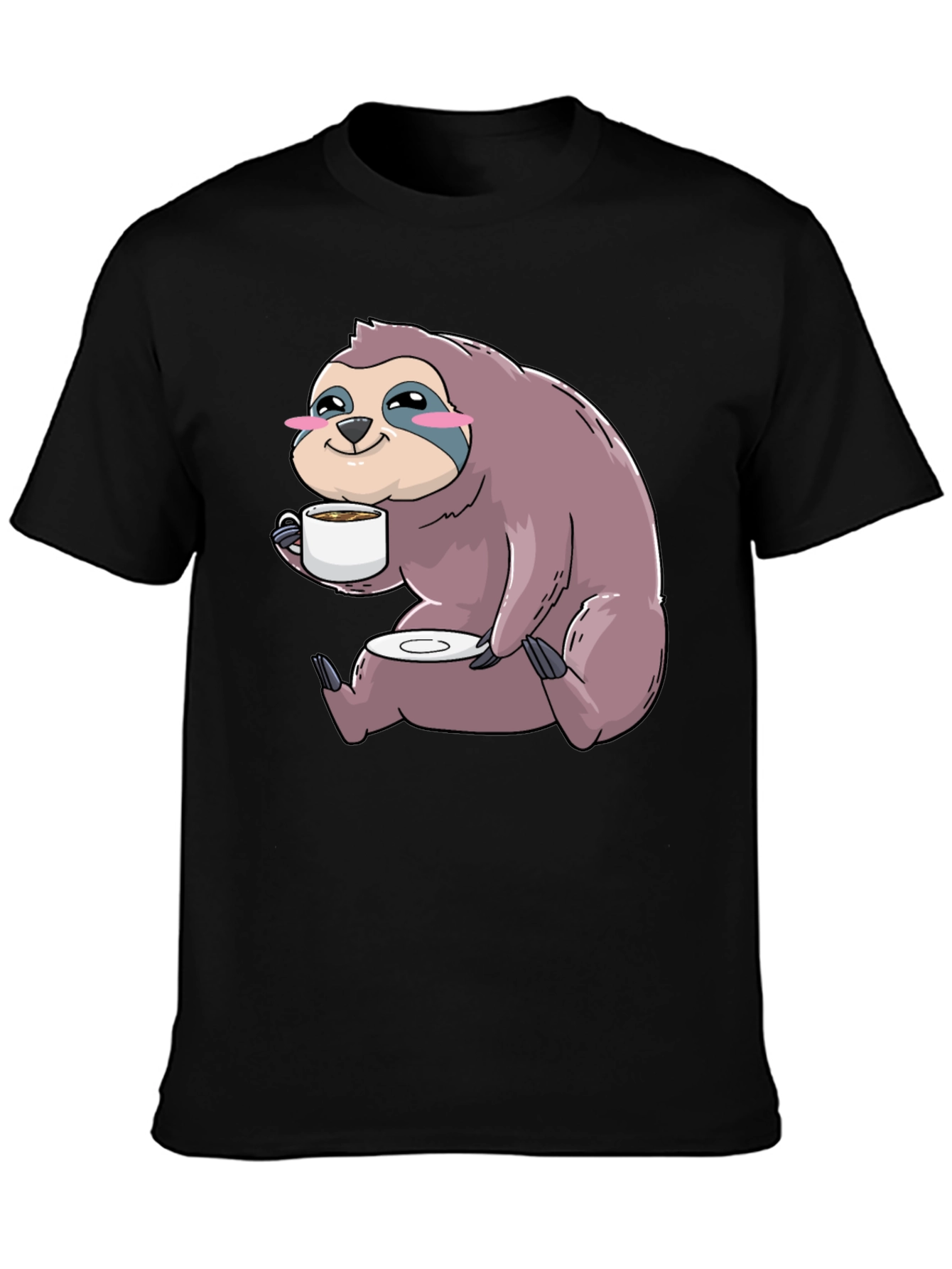 Sloth Coffee T-Shirt - Cute Cartoon Sloth Drinking Coffee