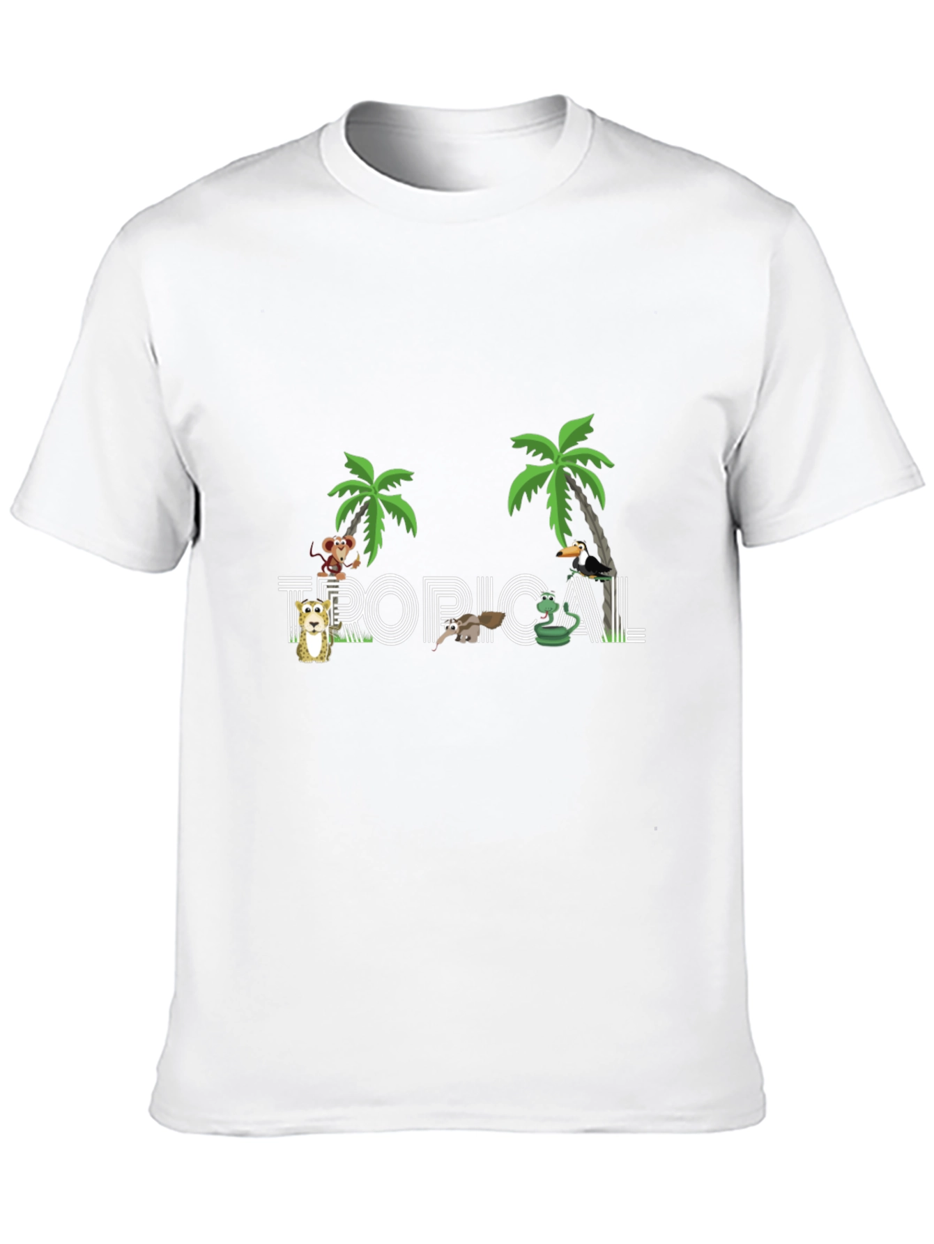 Tropical Graphic Print Black T-Shirt