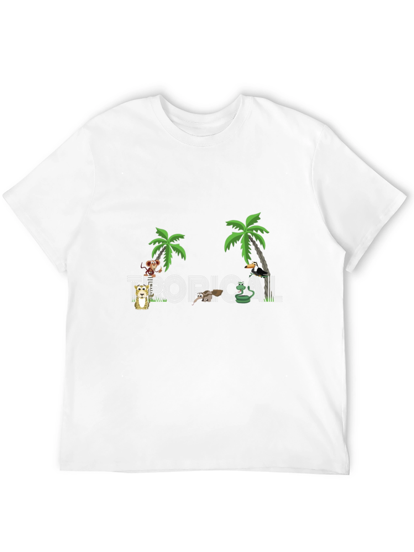 Tropical Graphic Print Black T-Shirt