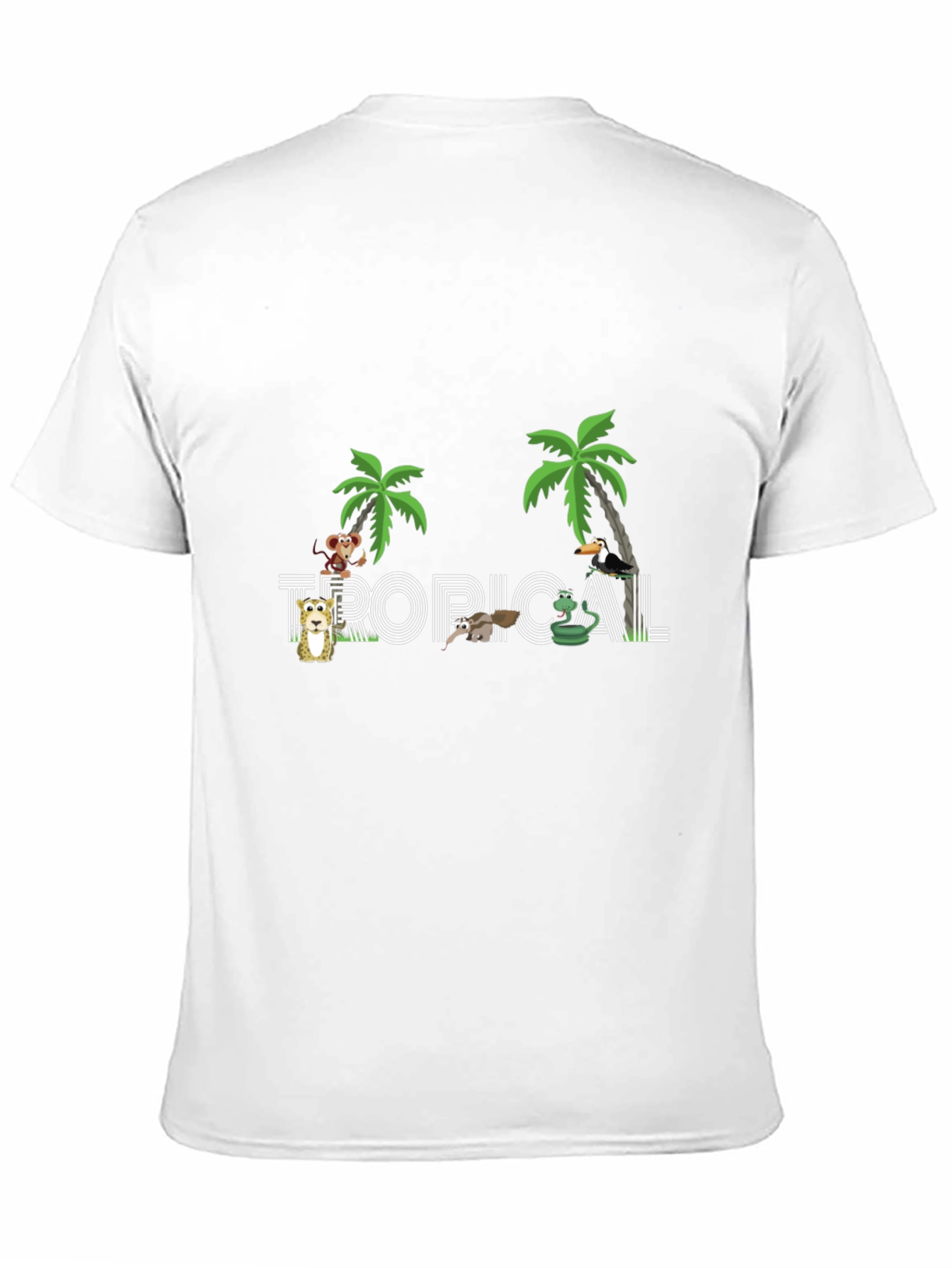 Tropical Graphic Print Black T-Shirt