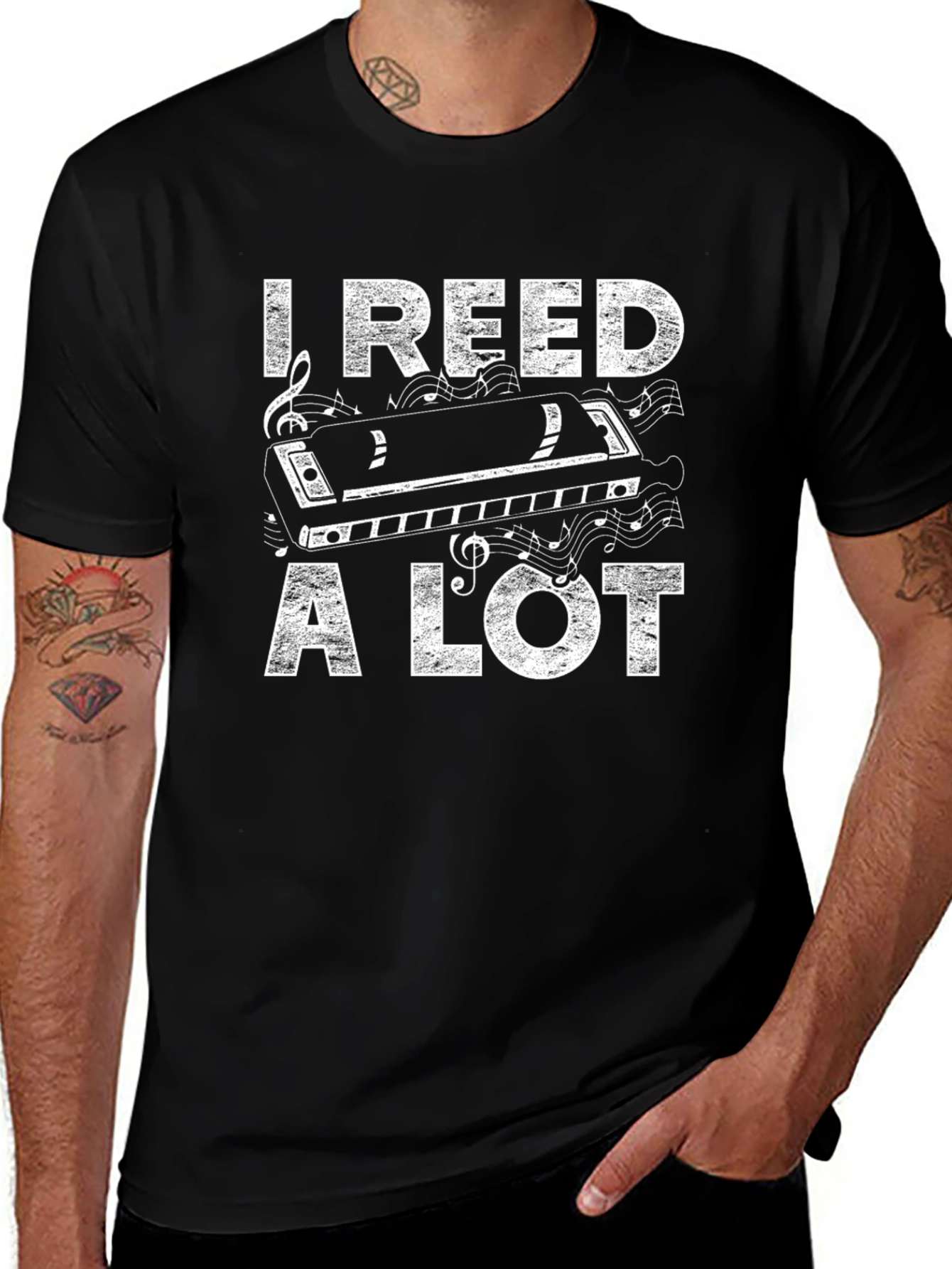 I Reed A Lot Harmonica Graphic T-Shirt