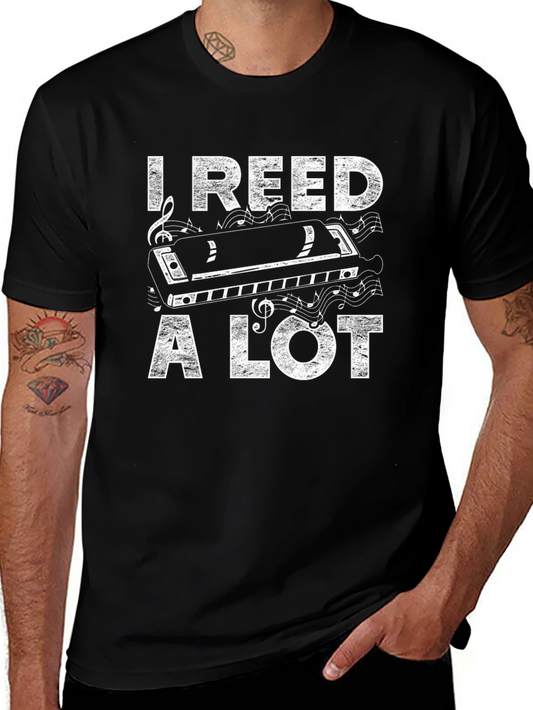 I Reed A Lot Harmonica Graphic T-Shirt