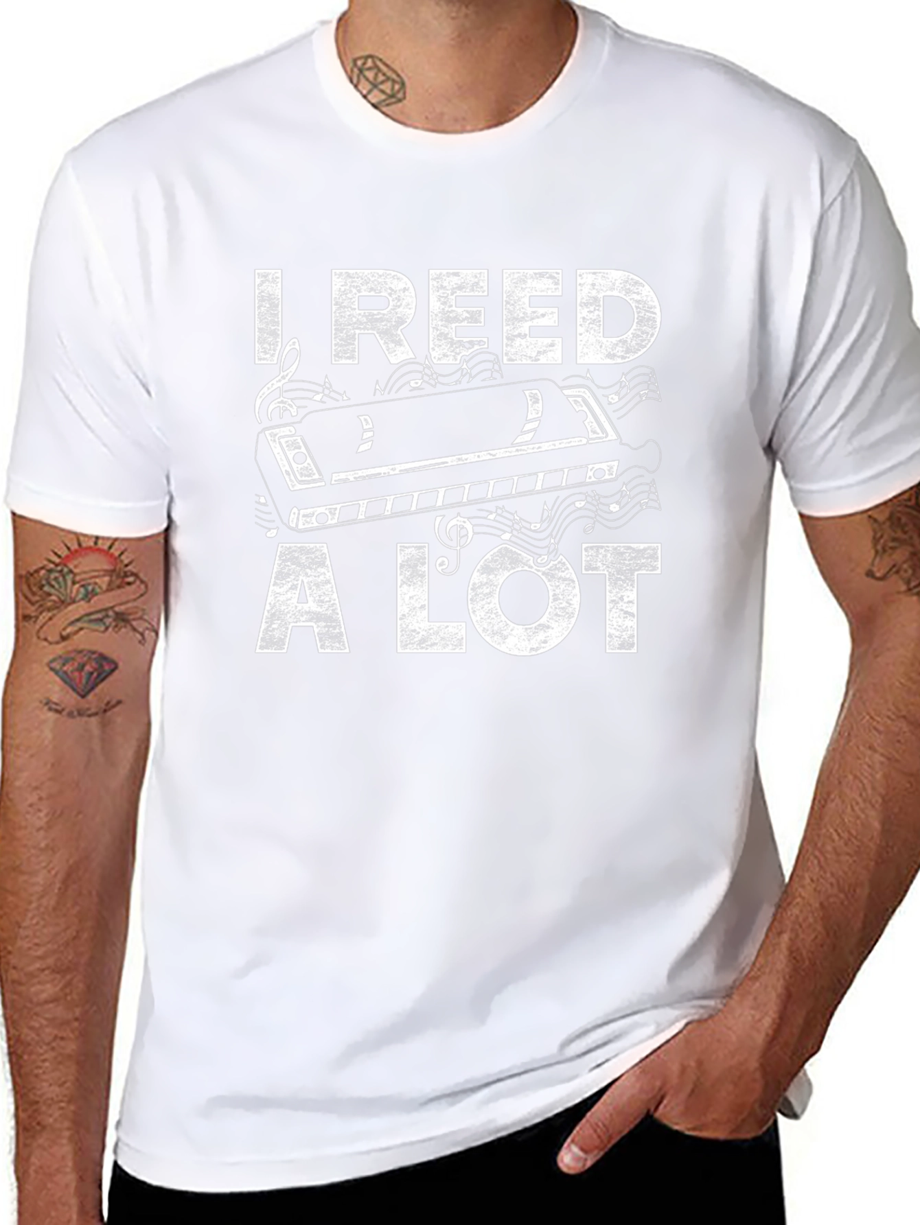 I Reed A Lot Harmonica Graphic T-Shirt
