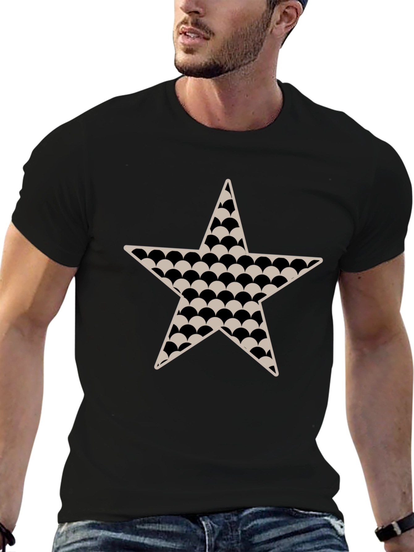 Black Star Patterned T-Shirt