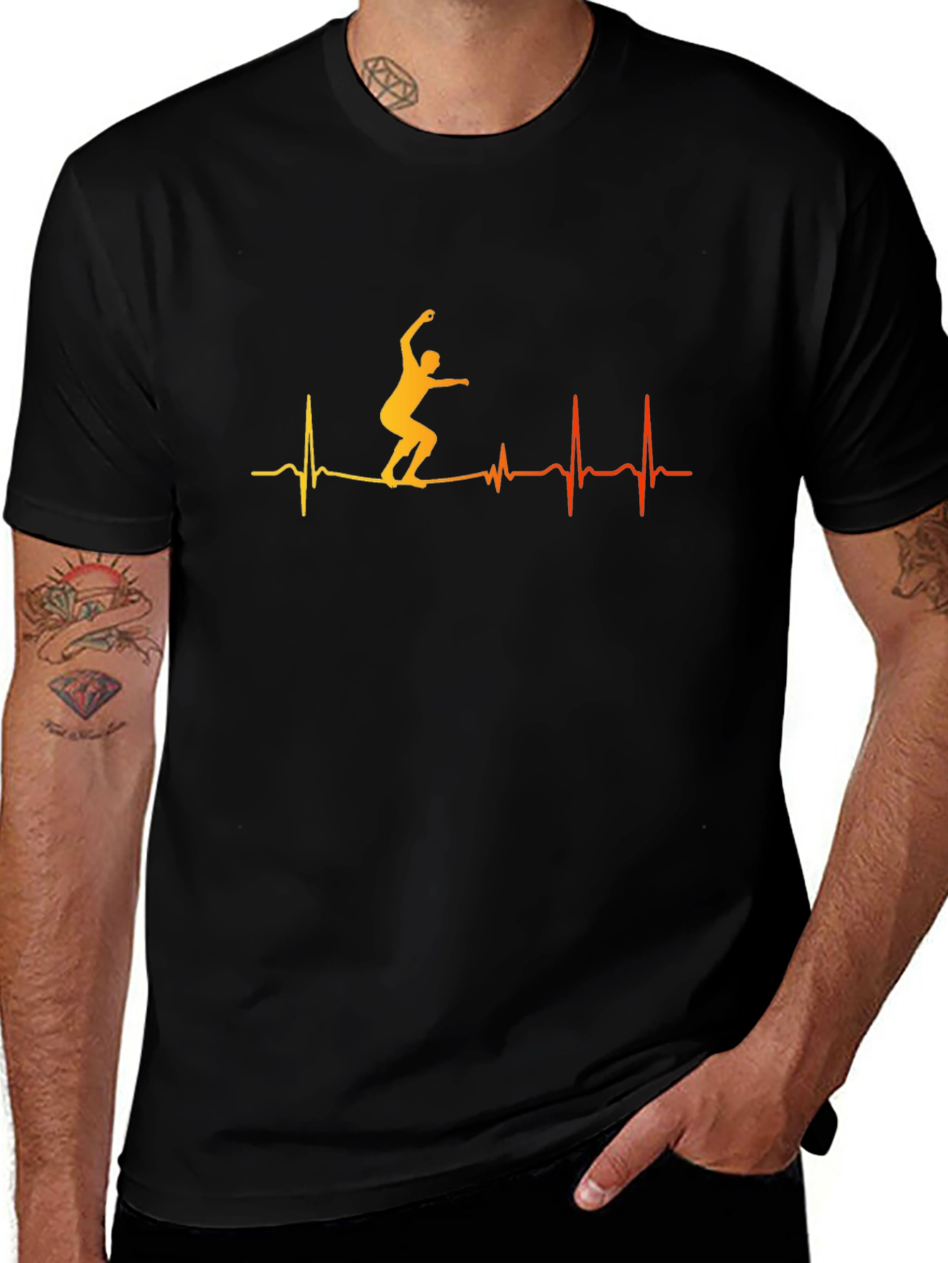 Heartbeat Slackline T-Shirt - Black Graphic Tee