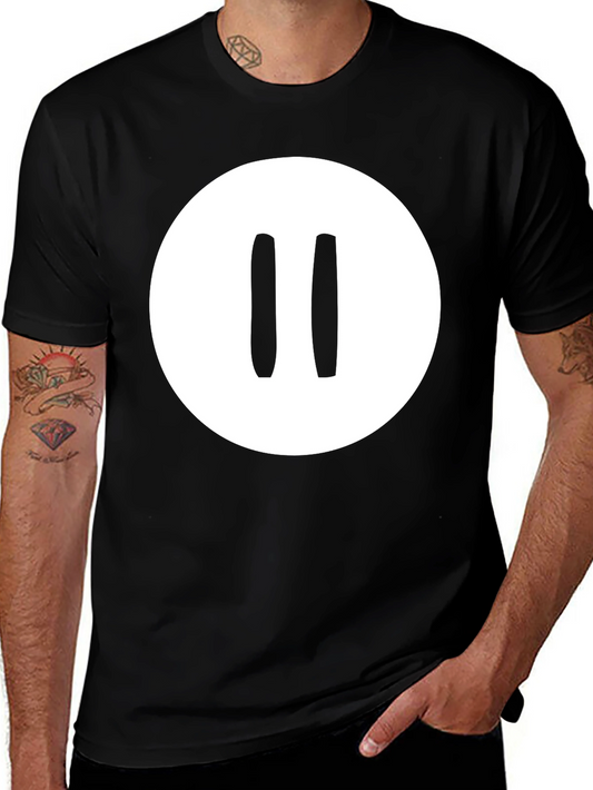 Pause Button Graphic Tee - Black Casual Shirt