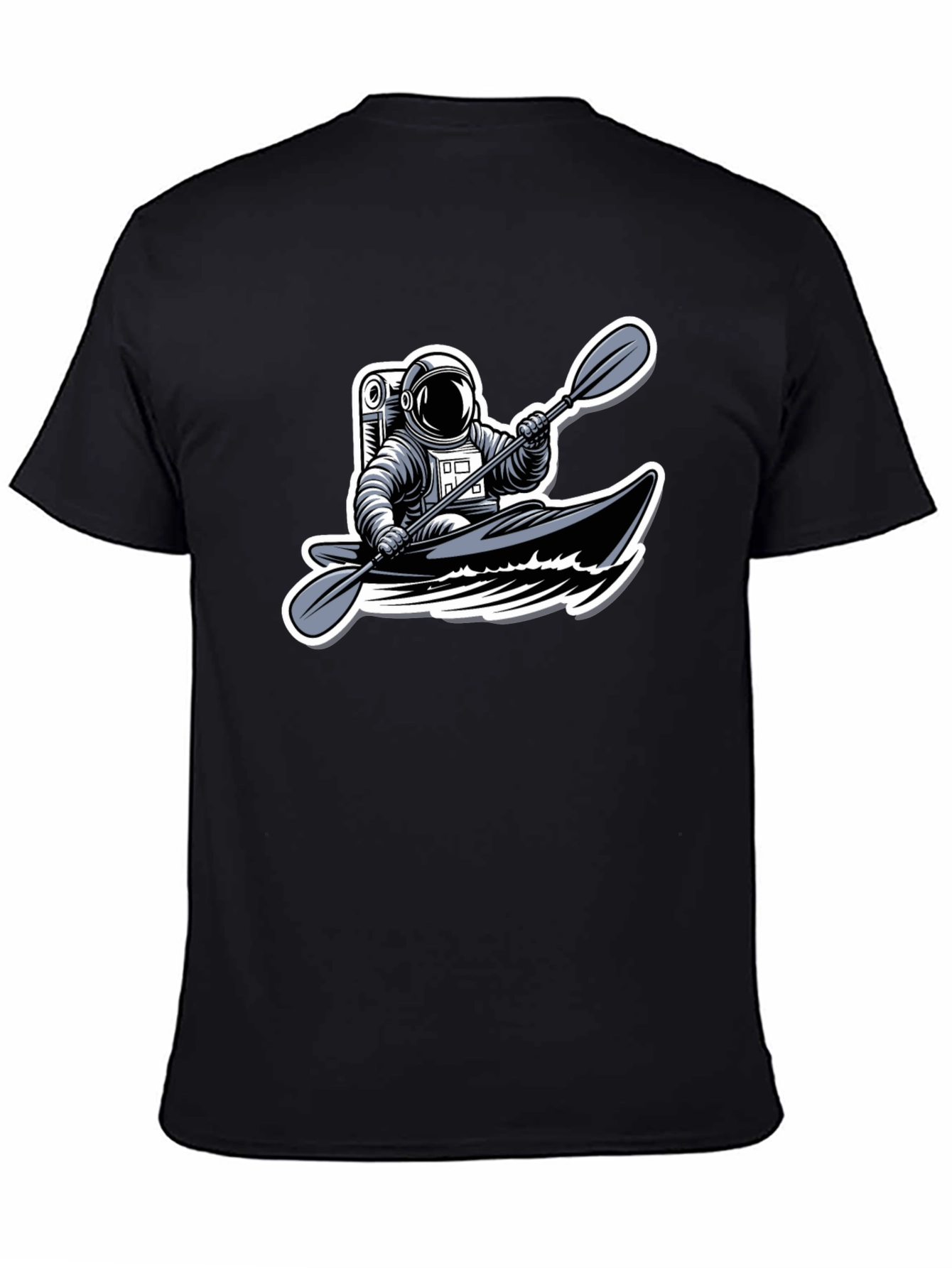 Astronaut Kayaking Graphic Tee - Outer Space Adventure Shirt