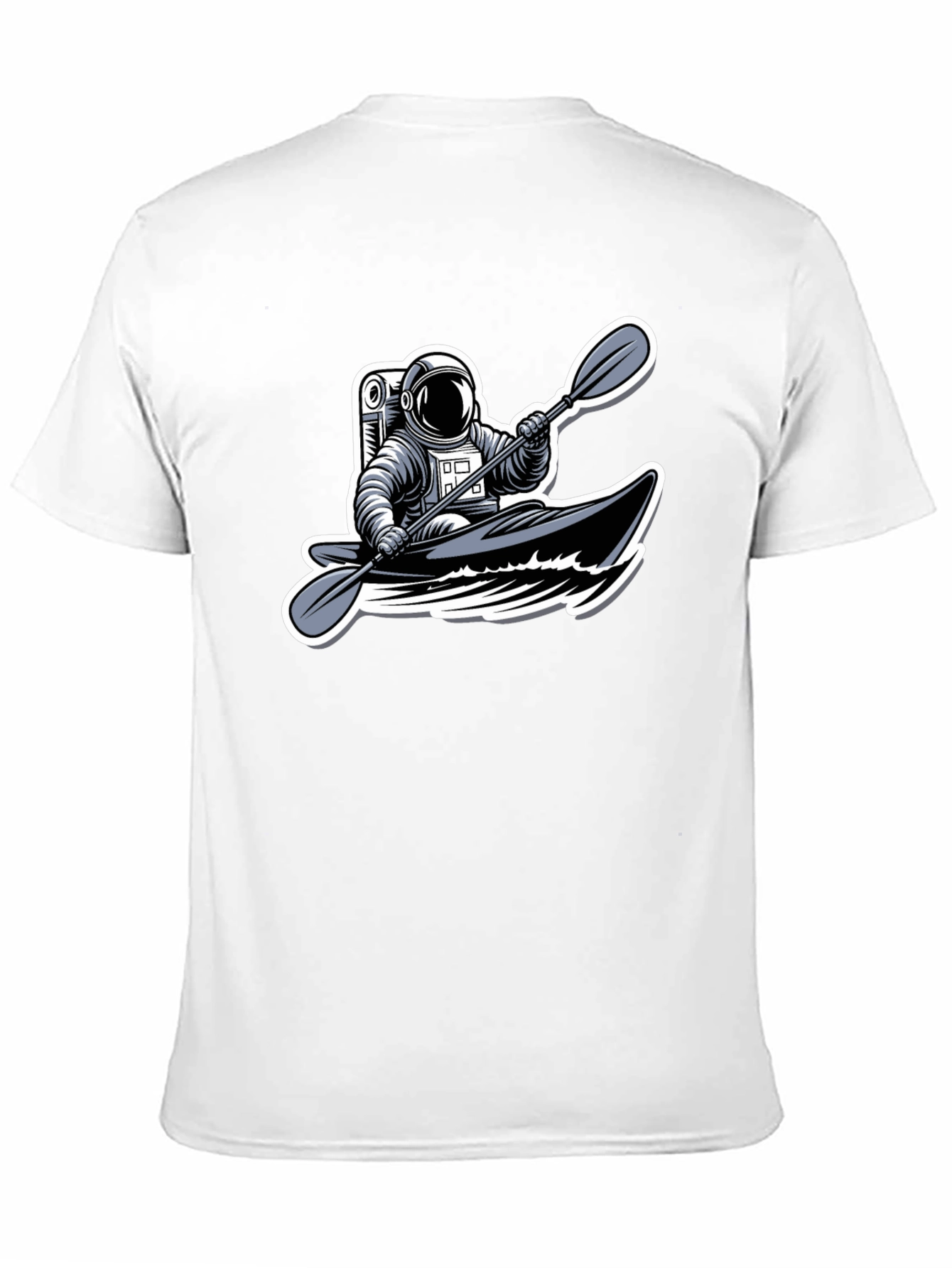 Astronaut Kayaking Graphic Tee - Outer Space Adventure Shirt
