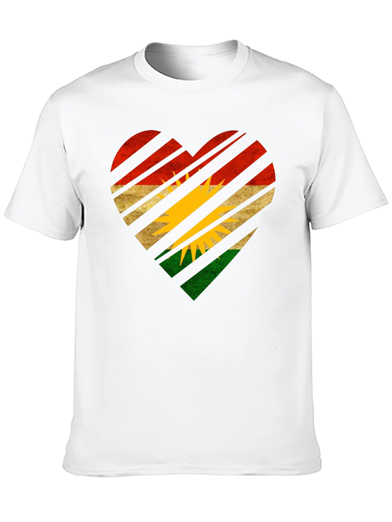 Kurdistan Flag Heart Graphic Black T-Shirt