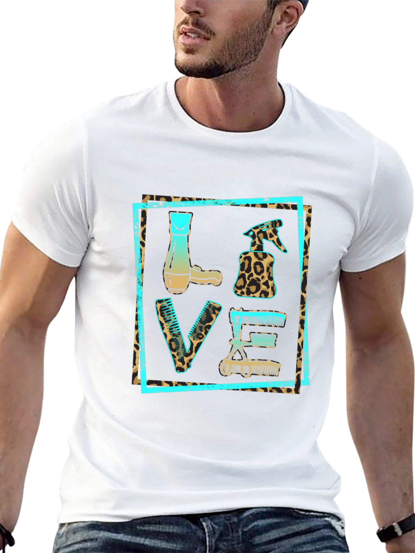 Barber LOVE Leopard Print Tee