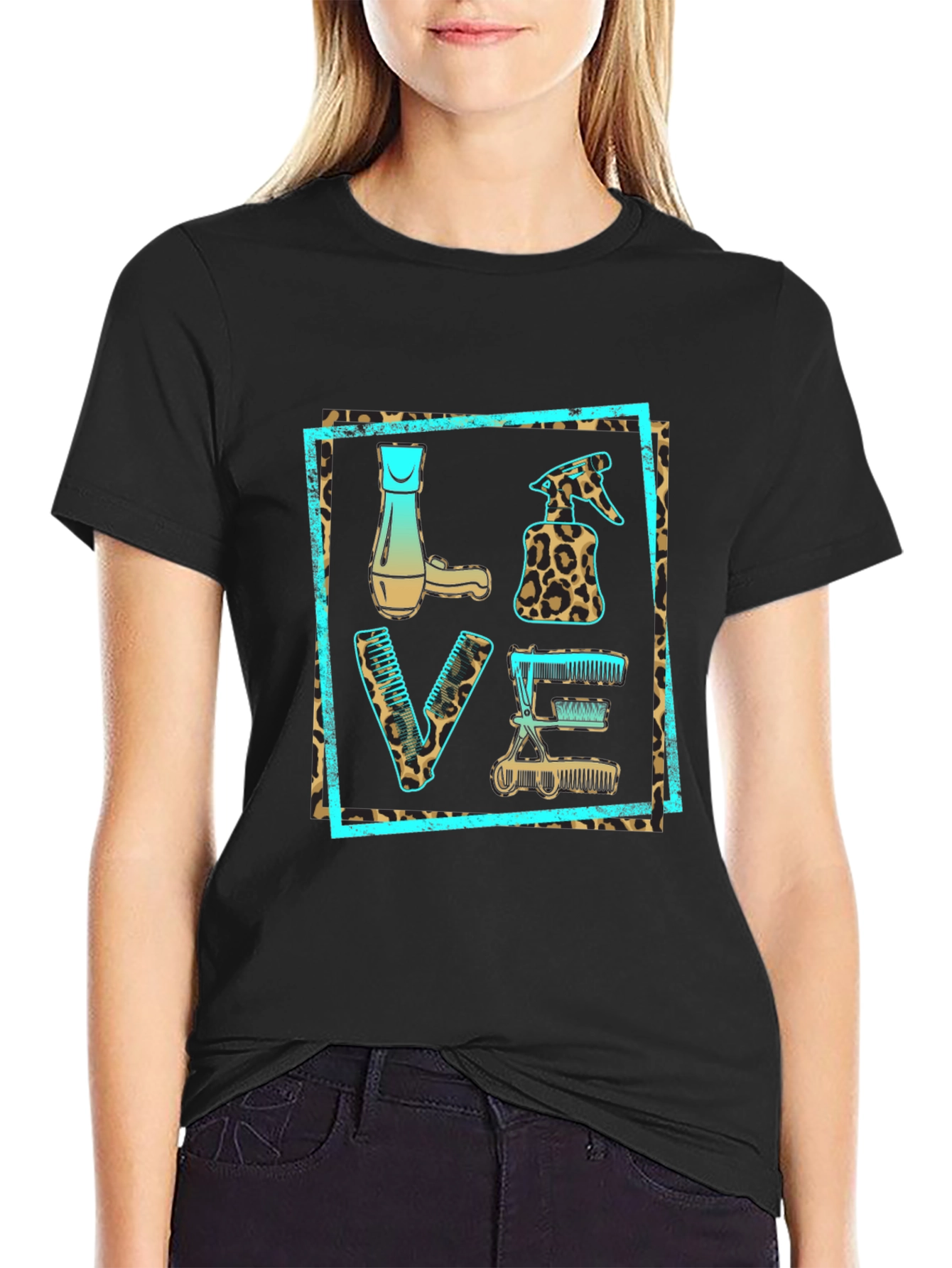 Barber LOVE Leopard Print Tee