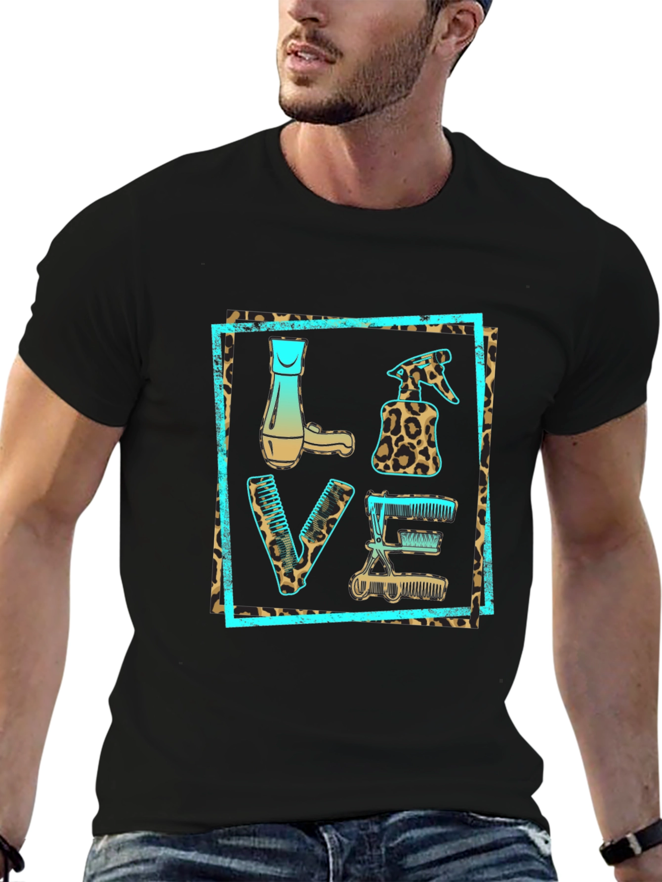 Barber LOVE Leopard Print Tee