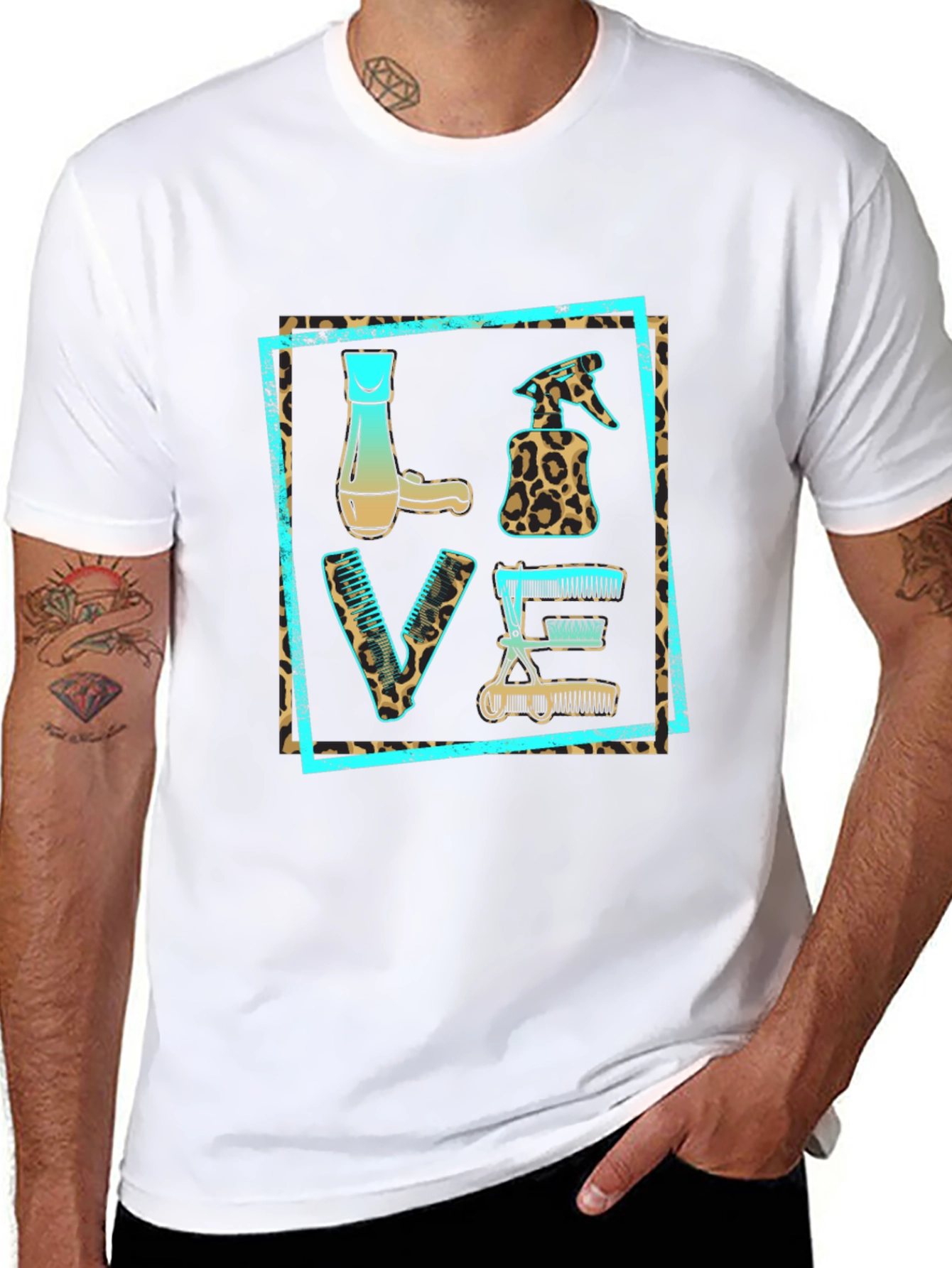 Barber LOVE Leopard Print Tee
