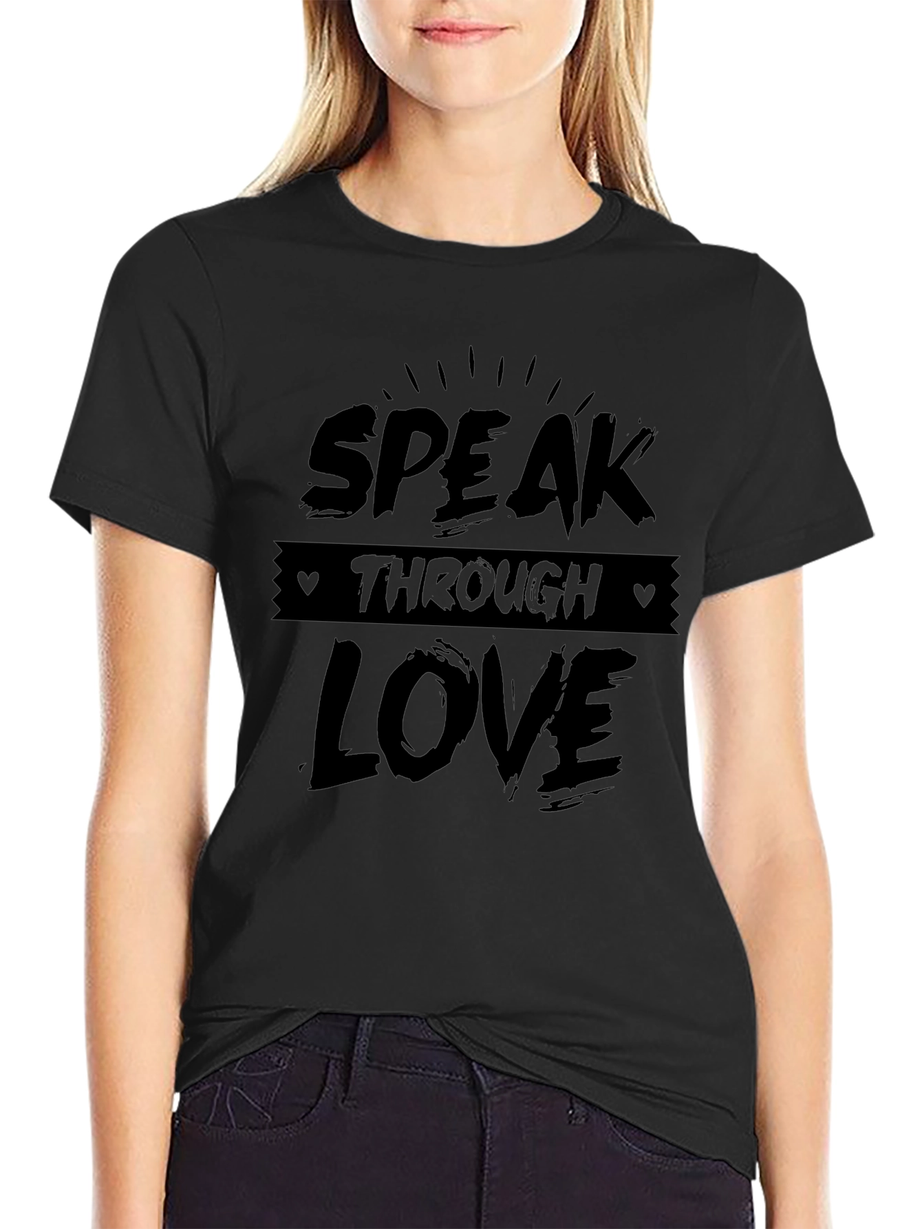 Speak Through Love Black Graphic Tee