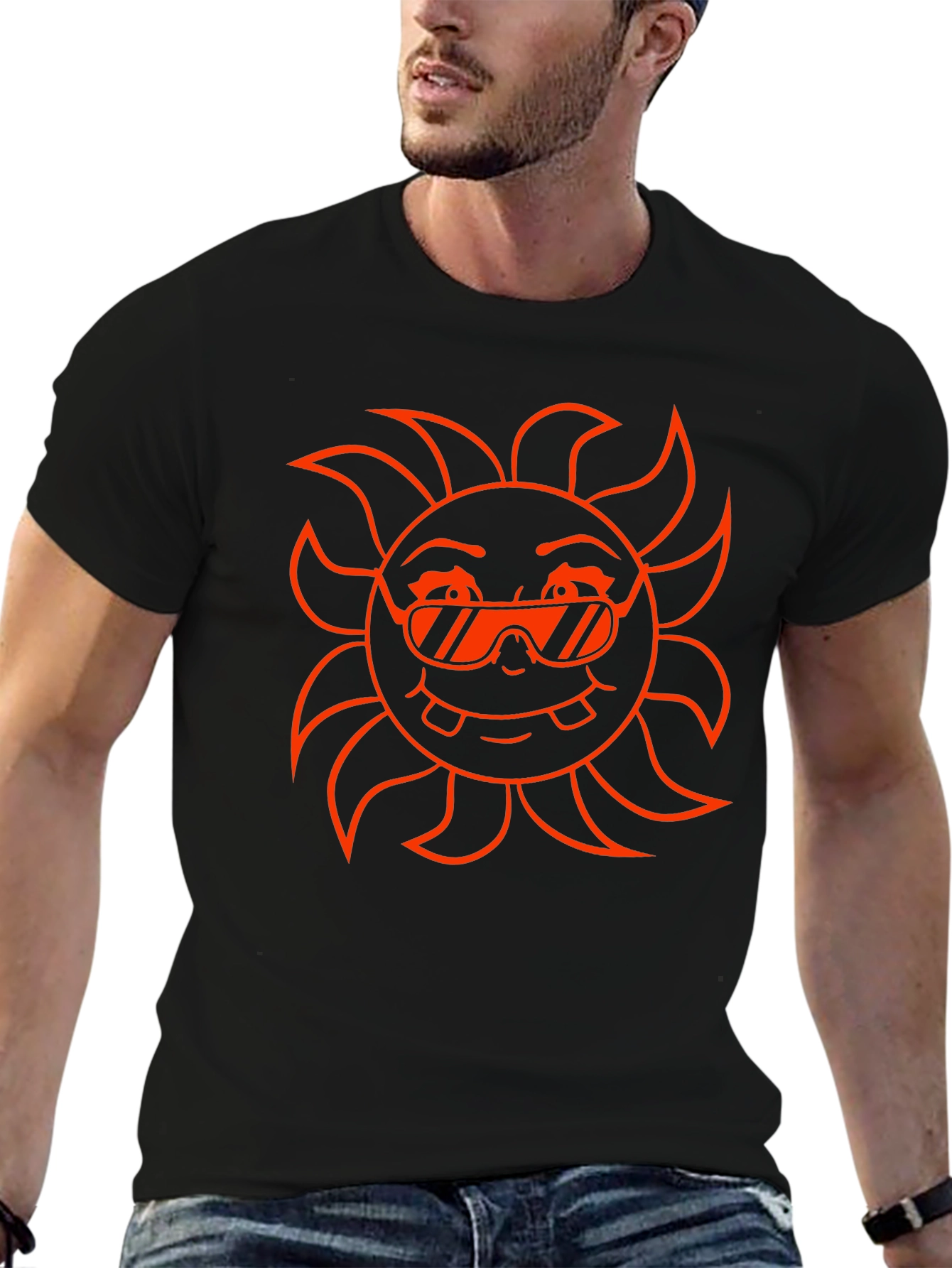 Cool Sun Graphic Tee - Black Cotton T-Shirt