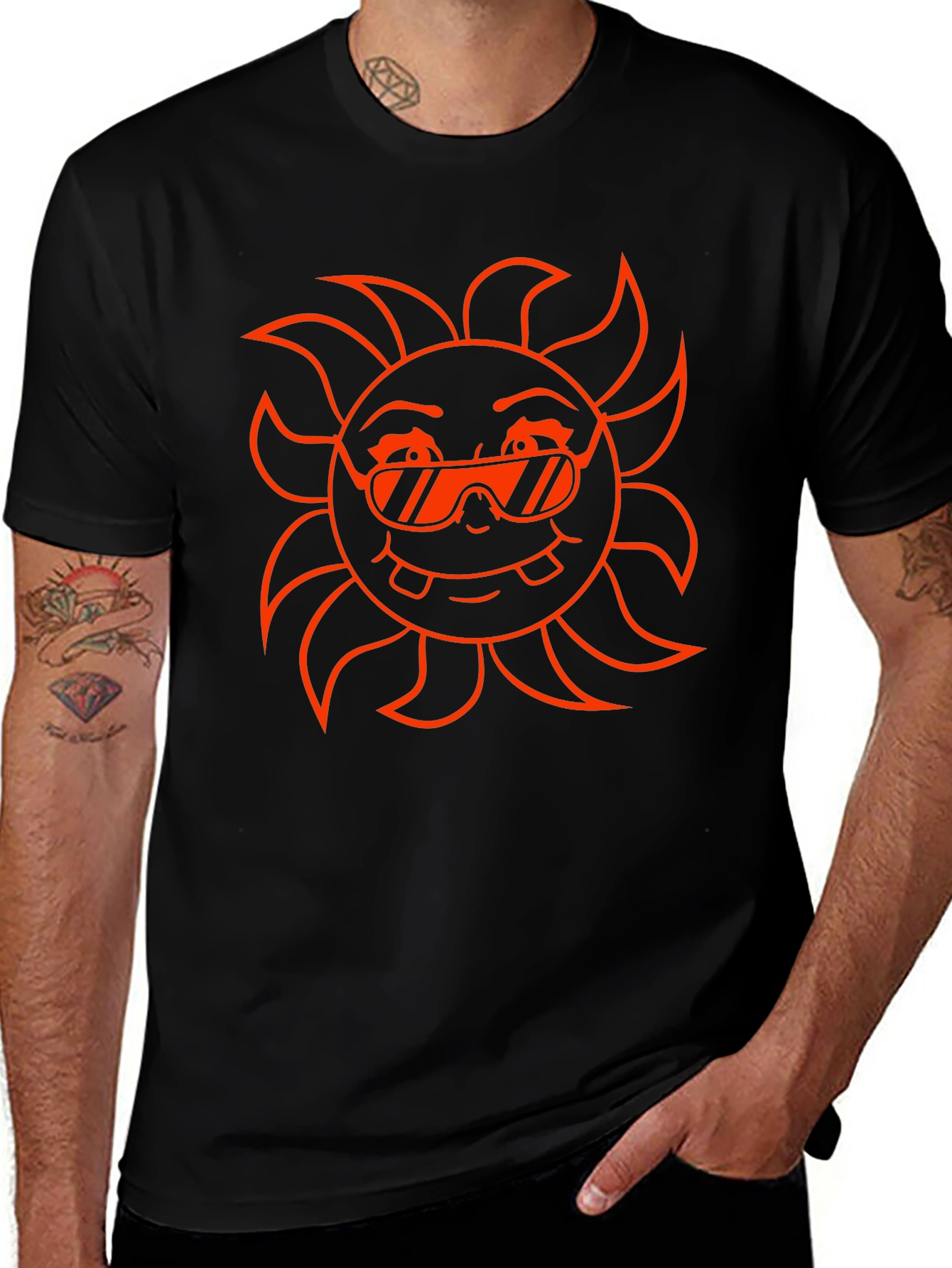 Cool Sun Graphic Tee - Black Cotton T-Shirt